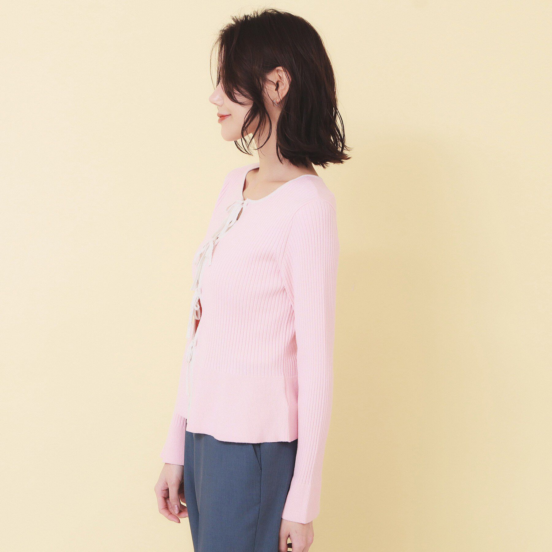 index「前後2wayラメトリムリボンカーディガン【洗濯機OK】」|カーディガン|