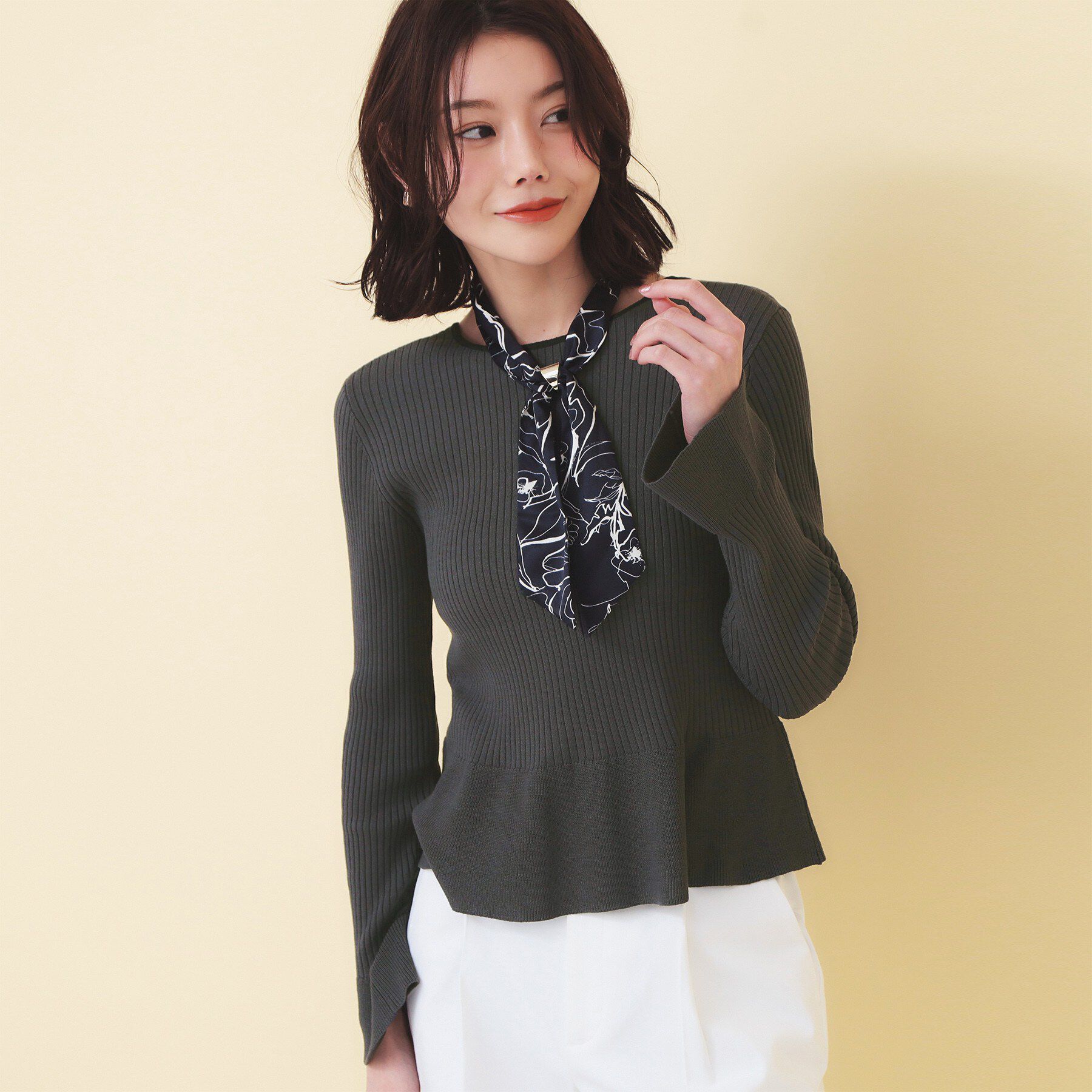 index「前後2wayラメトリムリボンカーディガン【洗濯機OK】」|カーディガン|