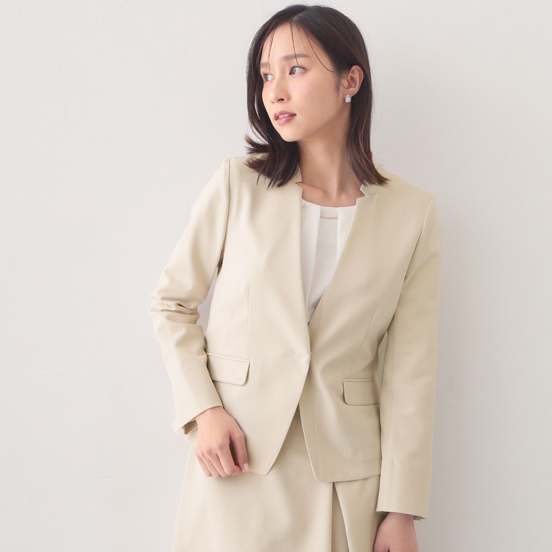 index「ノーカラージャケット/セットアップ対応可【洗える/接触冷感/吸水速乾/防シワ/ストレッチ】」|ノーカラージャケット|