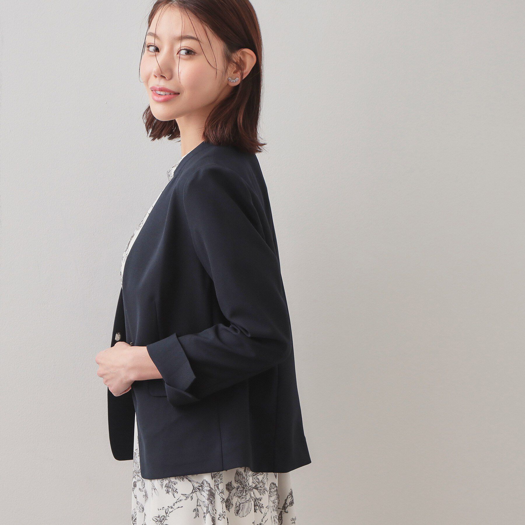 index「ノーカラージャケット/セットアップ対応可【洗える/接触冷感/吸水速乾/防シワ/ストレッチ】」|ノーカラージャケット|