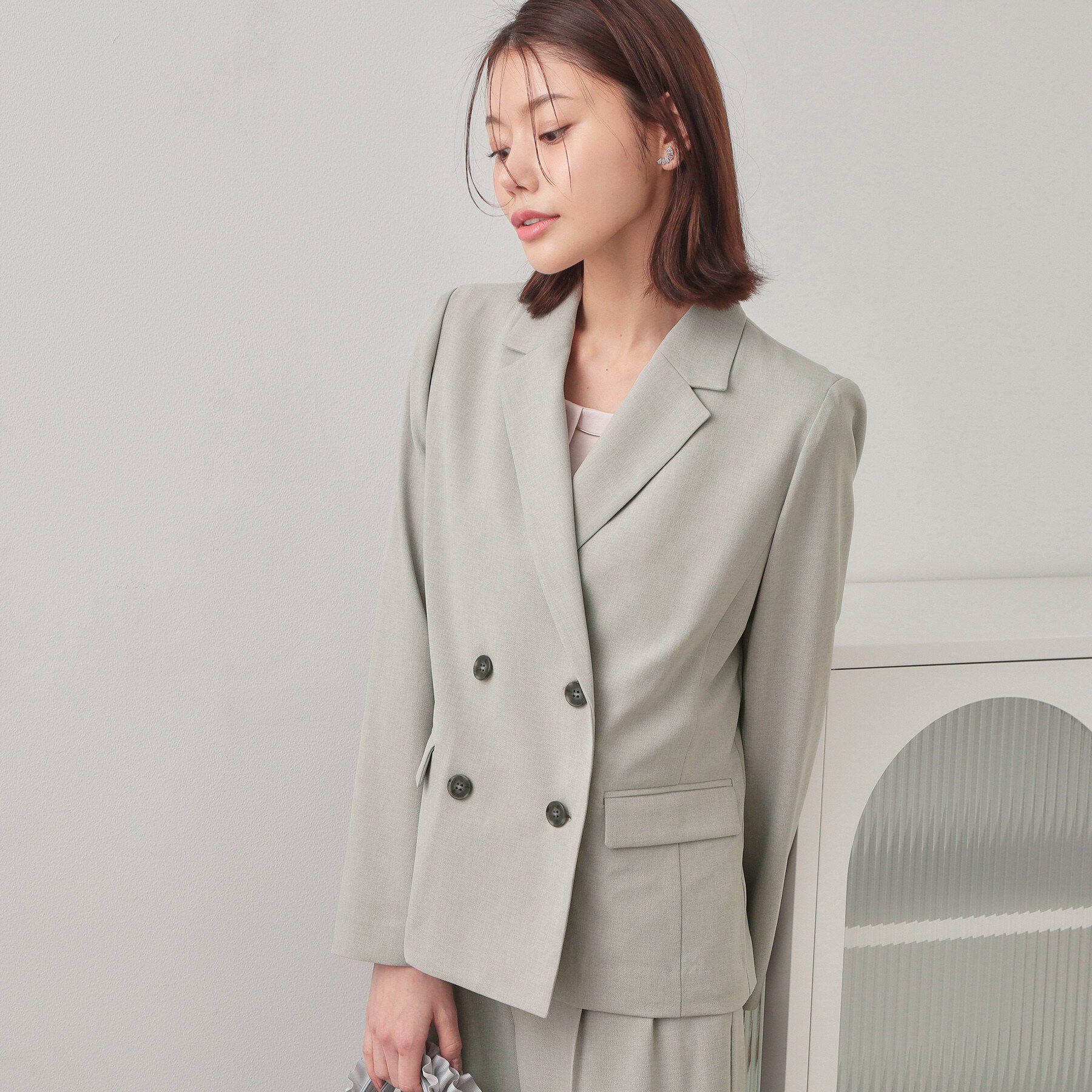 index「ダブルブレストジャケット/セットアップ対応可【洗える/接触冷感/吸水速乾/防シワ/ストレッチ】」|テーラードジャケット|