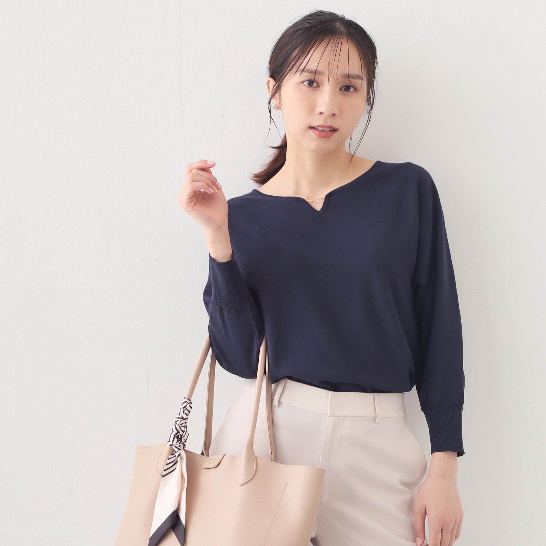 index「フロントパーツ付きドルマンスリーブニット【洗濯機OK/抗ピル】《7col》」|ニット・セーター|