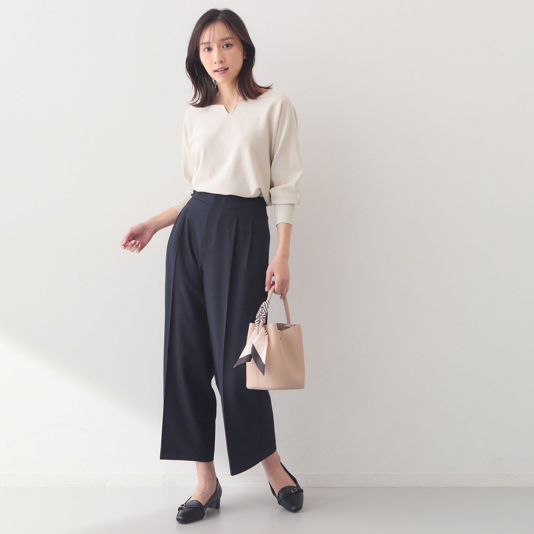 index「フロントパーツ付きドルマンスリーブニット【洗濯機OK/抗ピル】《7col》」|ニット・セーター|