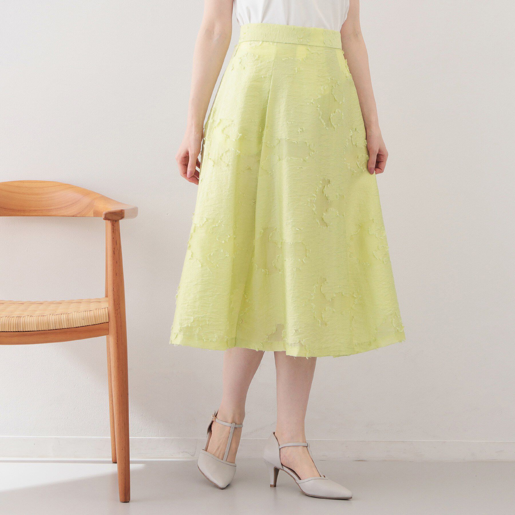 index「フラワーカットジャカードタックフレアスカート【洗濯機OK/イージーアイロン】」|スカート|