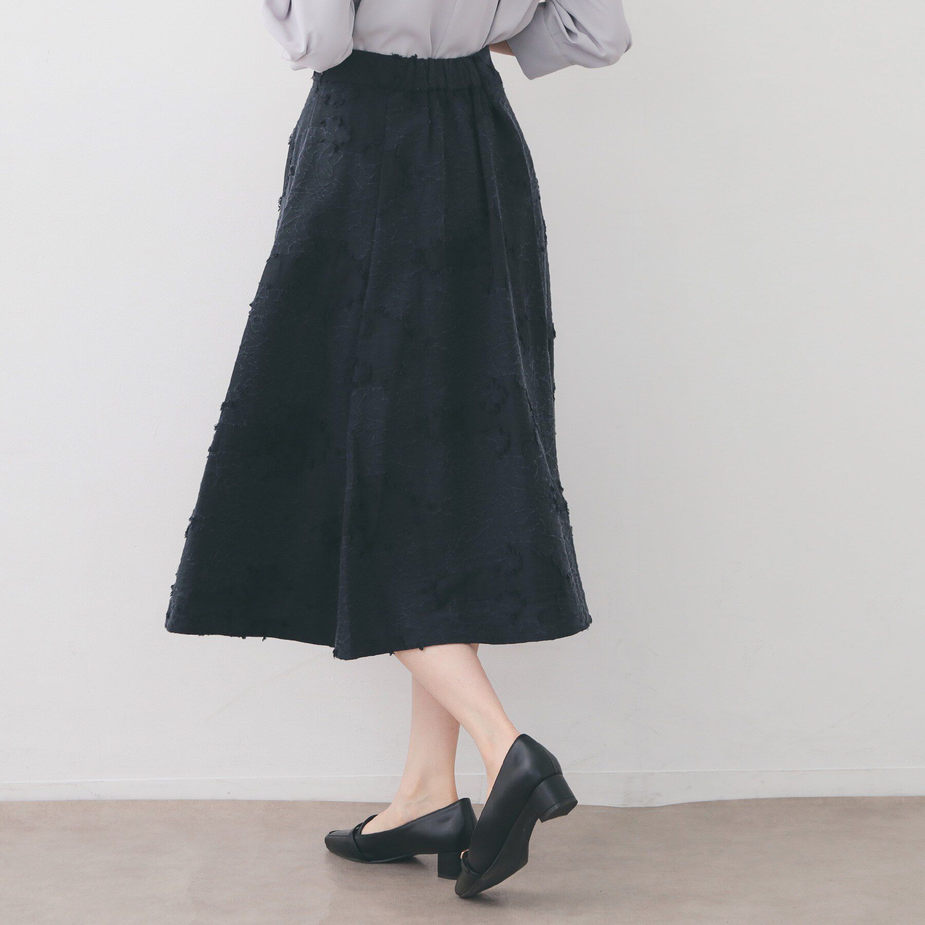 index「フラワーカットジャカードタックフレアスカート【洗濯機OK/イージーアイロン】」|スカート|