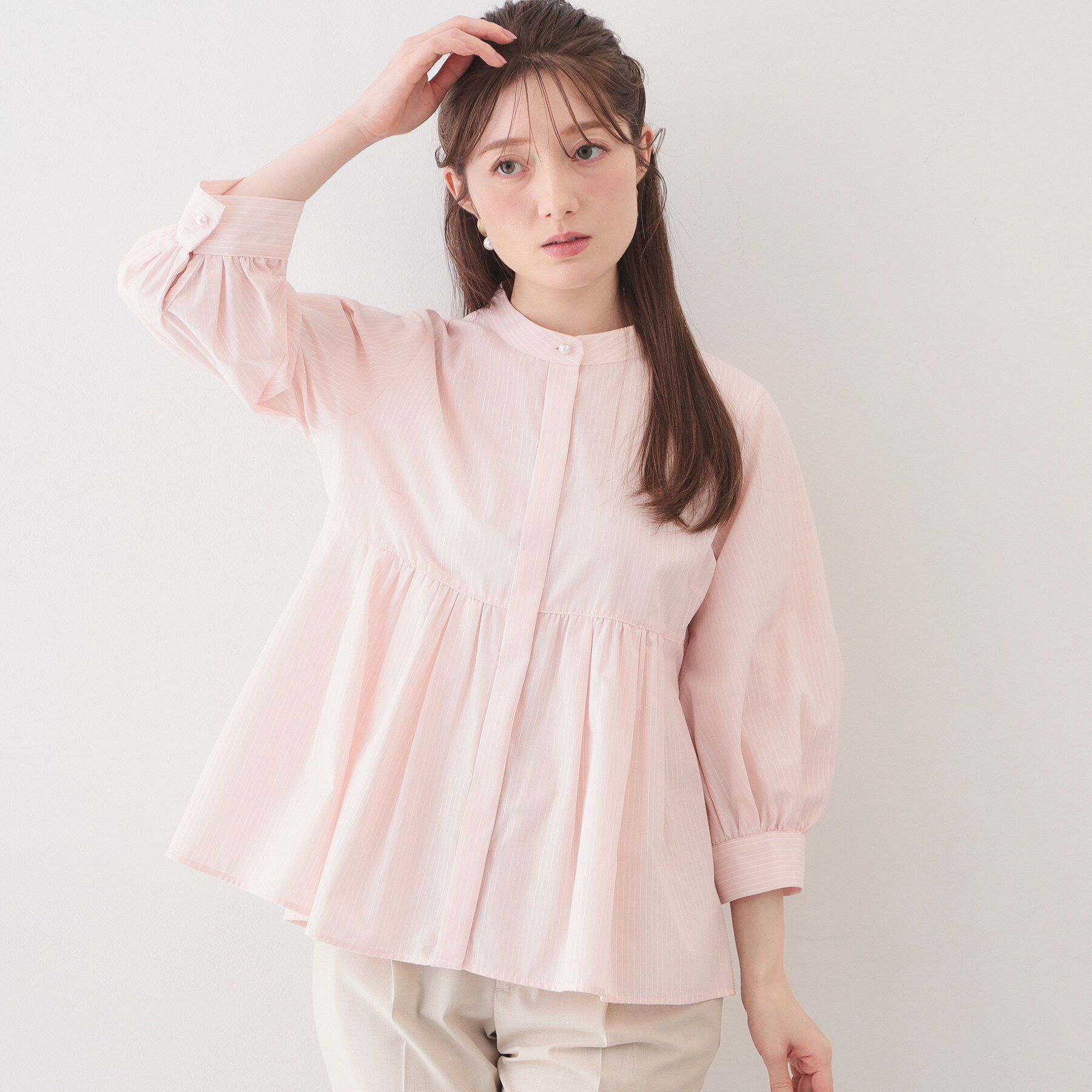 index「2WAYペプラムブラウス/ボウタイ取り外し可【洗濯機OK/イージーアイロン/防シワ】《XS～LL/8」|シャツ・ブラウス|