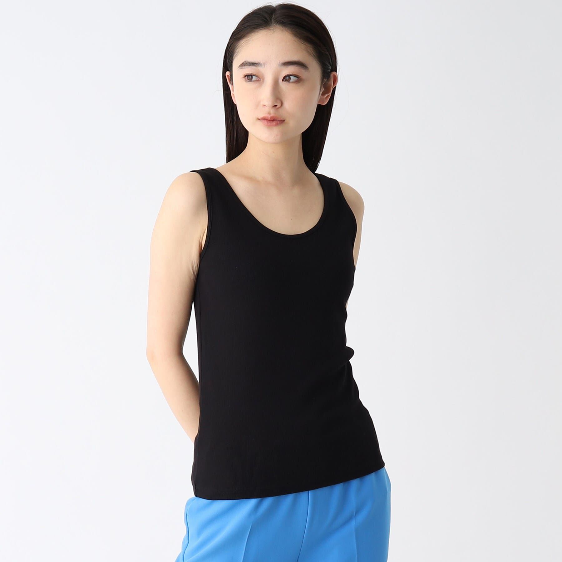 OPAQUE.CLIP「リブタンクトップ【洗濯機洗い可】」|キャミソール|ブラック(019)