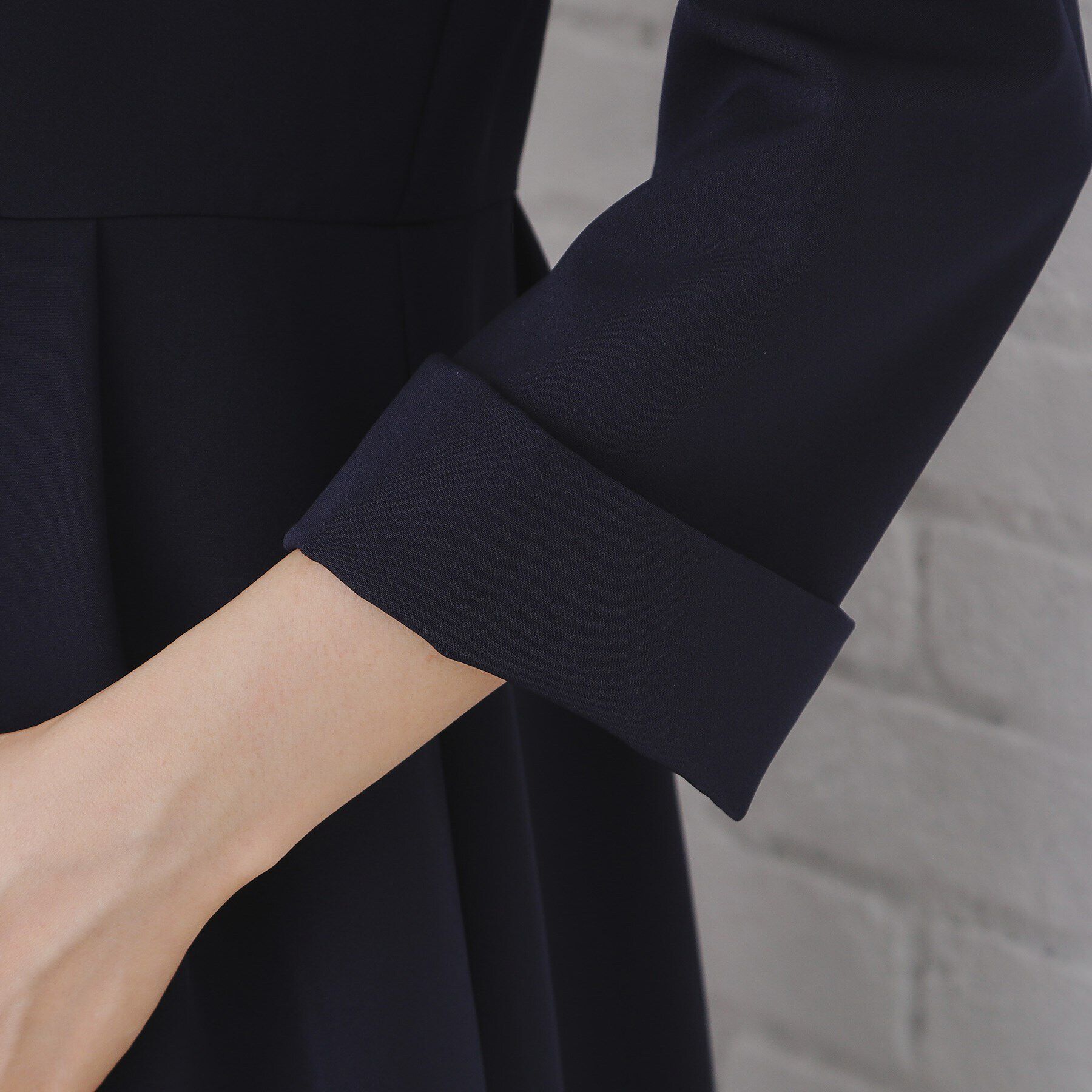 OPAQUE.CLIP「《通勤・セレモニー/セットアップ対応》タックフレアワンピース/ダブルクロス【洗濯機洗い可】」|ワンピース|