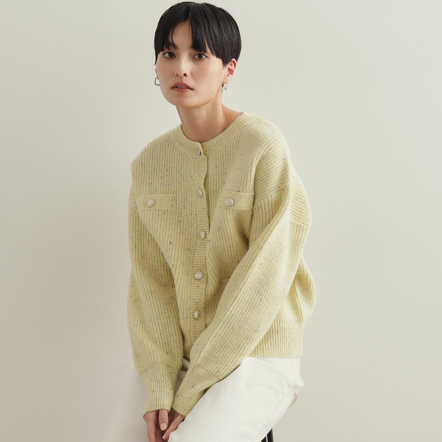 OPAQUE.CLIP「カラーネップニットカーディガン【洗濯機洗い可】」|カーディガン|