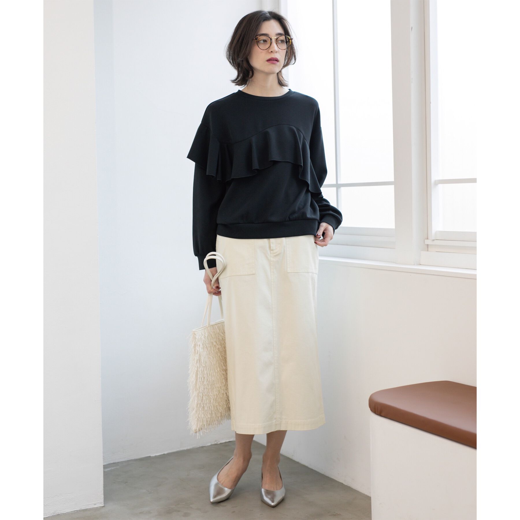 OPAQUE.CLIP「《S-LLsize》ストレッチベイカーナロースカート【洗濯機洗い可】」|スカート|