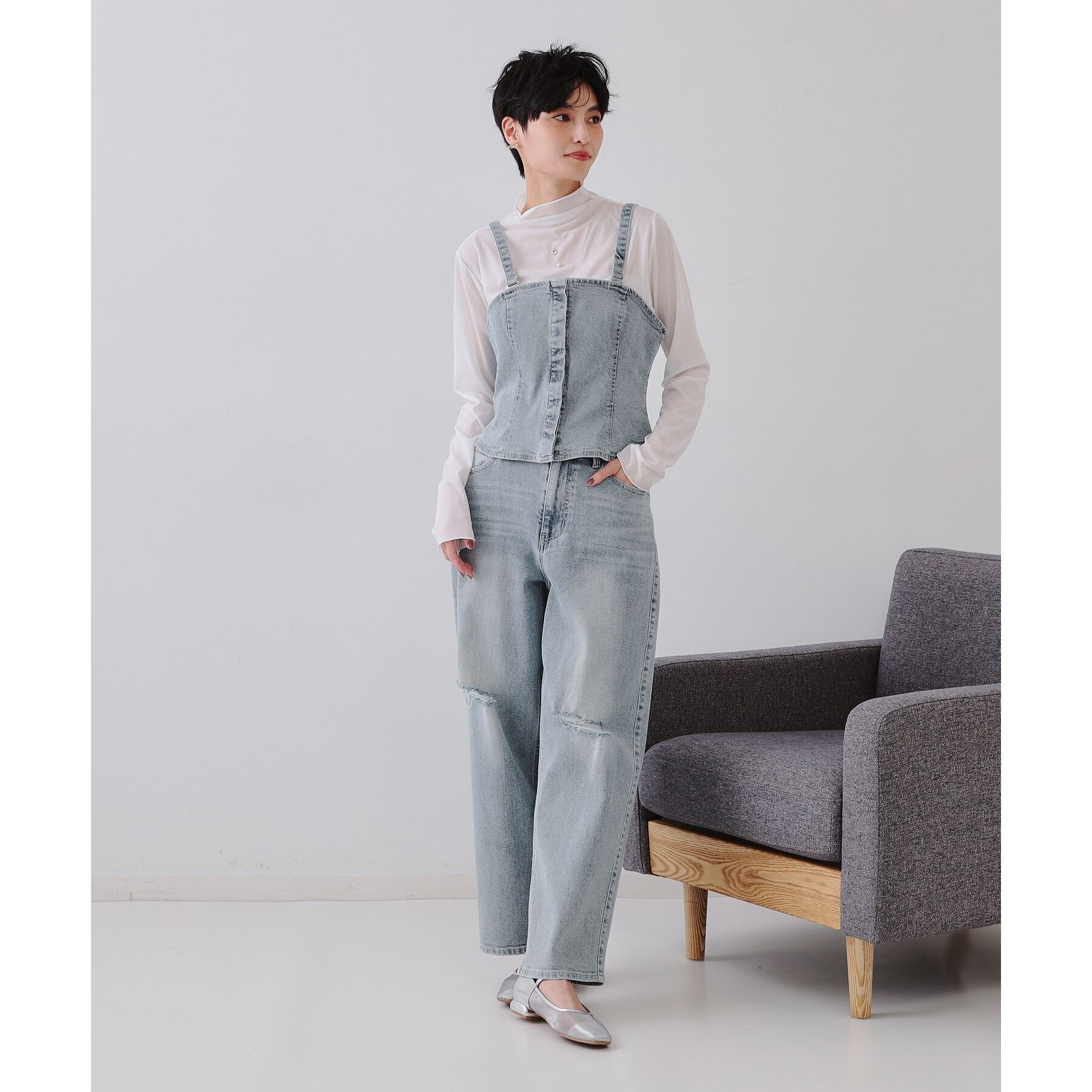 OPAQUE.CLIP「《SS-LLsize》ストレッチダメージストレートデニム【洗濯機洗い可】」|その他|