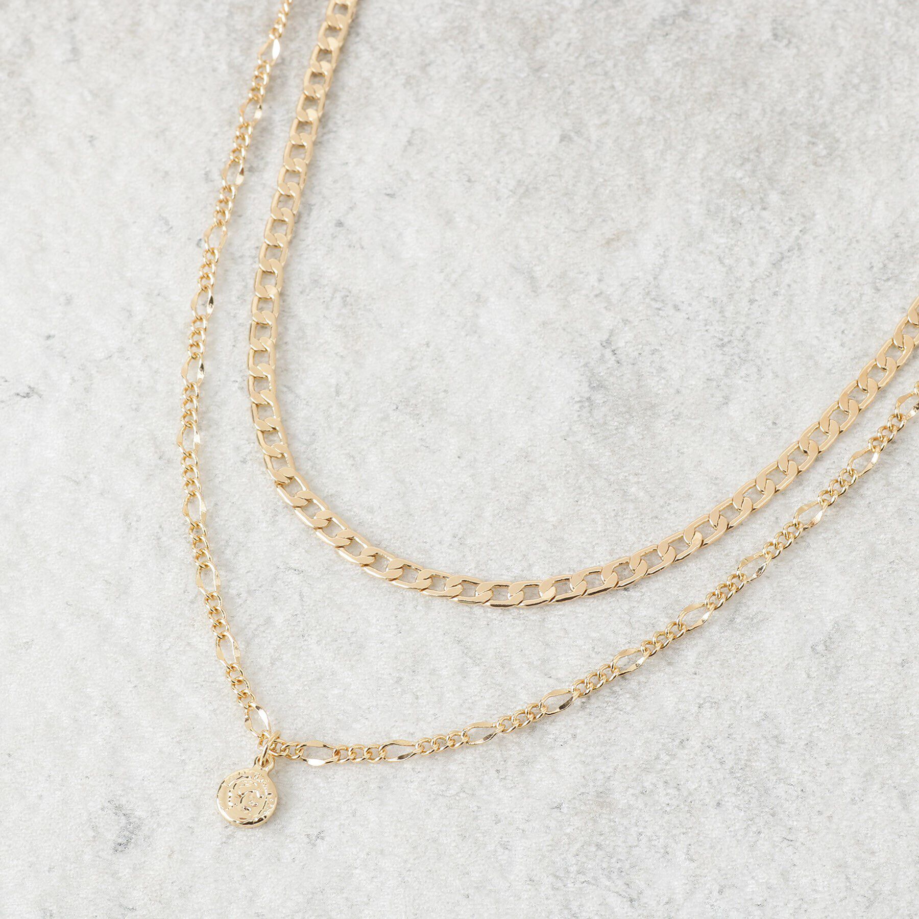 OPAQUE.CLIP「2連チェーンコインチャーム付ネックレス」|ネックレス|