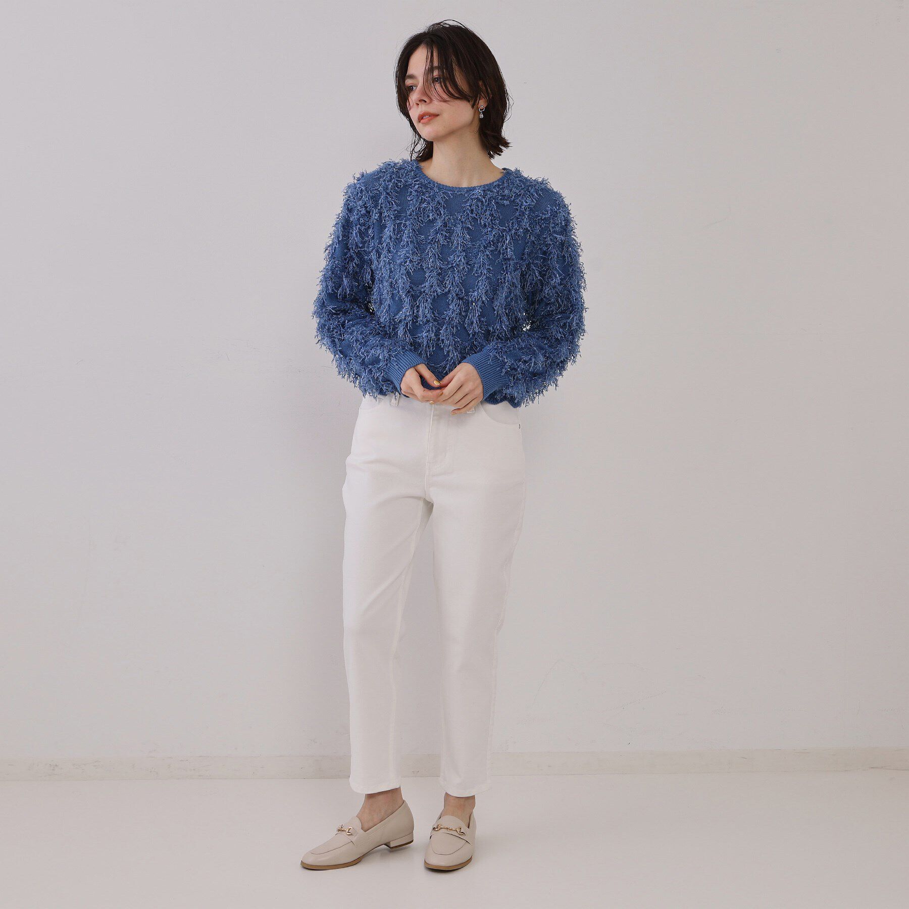 OPAQUE.CLIP「フリンジスパンコールニット【洗える】」|ニット・セーター|