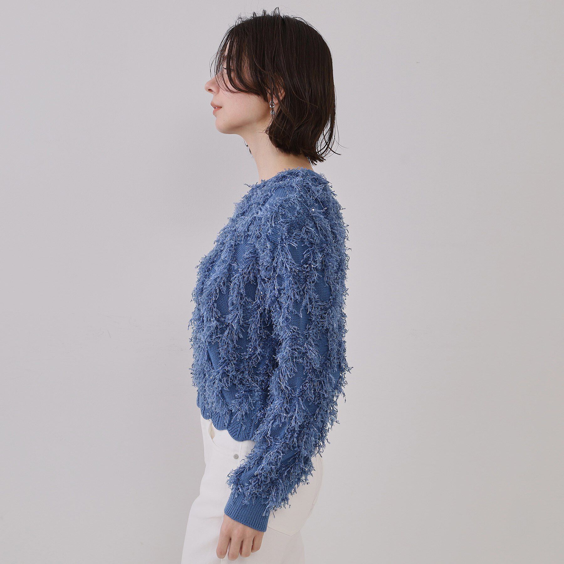 OPAQUE.CLIP「フリンジスパンコールニット【洗える】」|ニット・セーター|