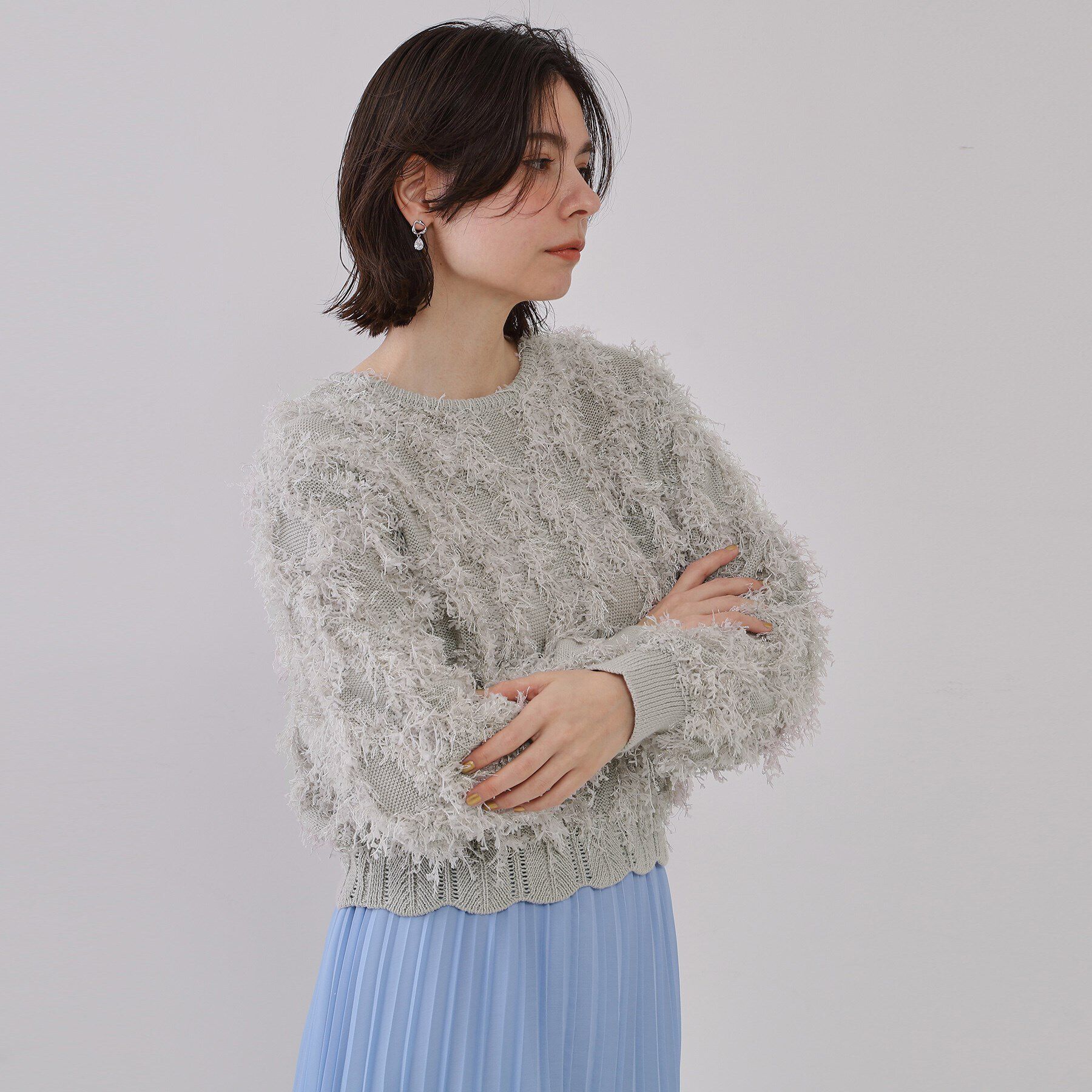 OPAQUE.CLIP「フリンジスパンコールニット【洗える】」|ニット・セーター|