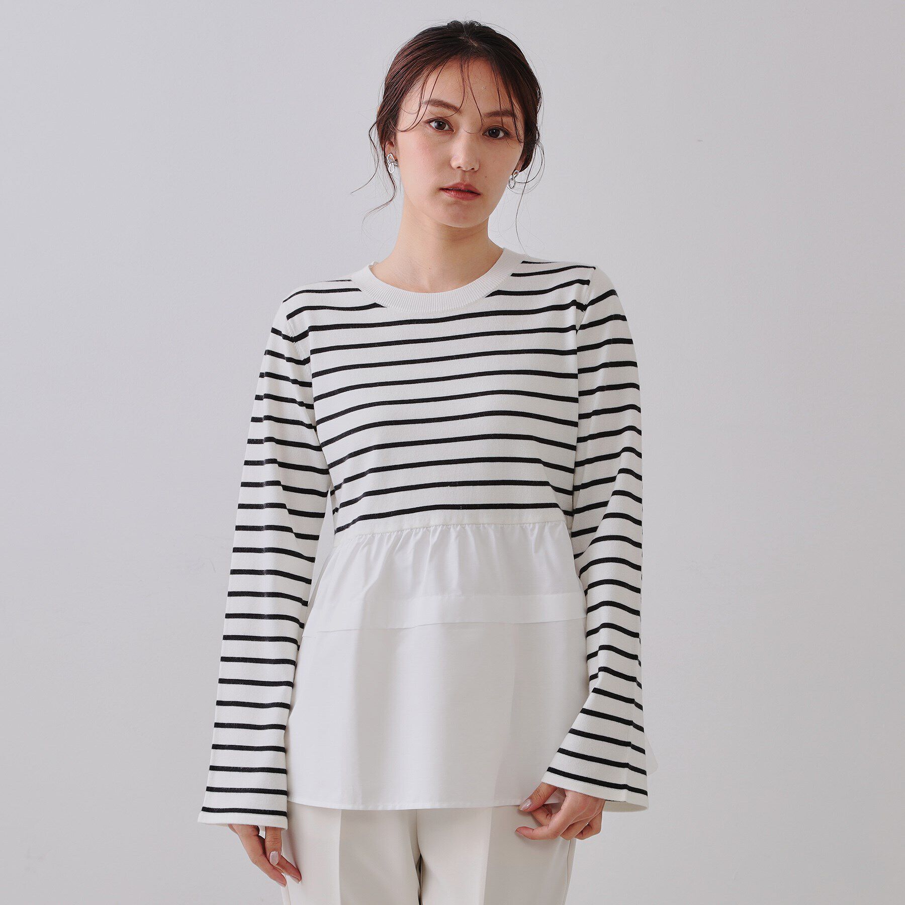 OPAQUE.CLIP「ペプラムドッキングニット【洗濯機洗い可】」|ニット・セーター|