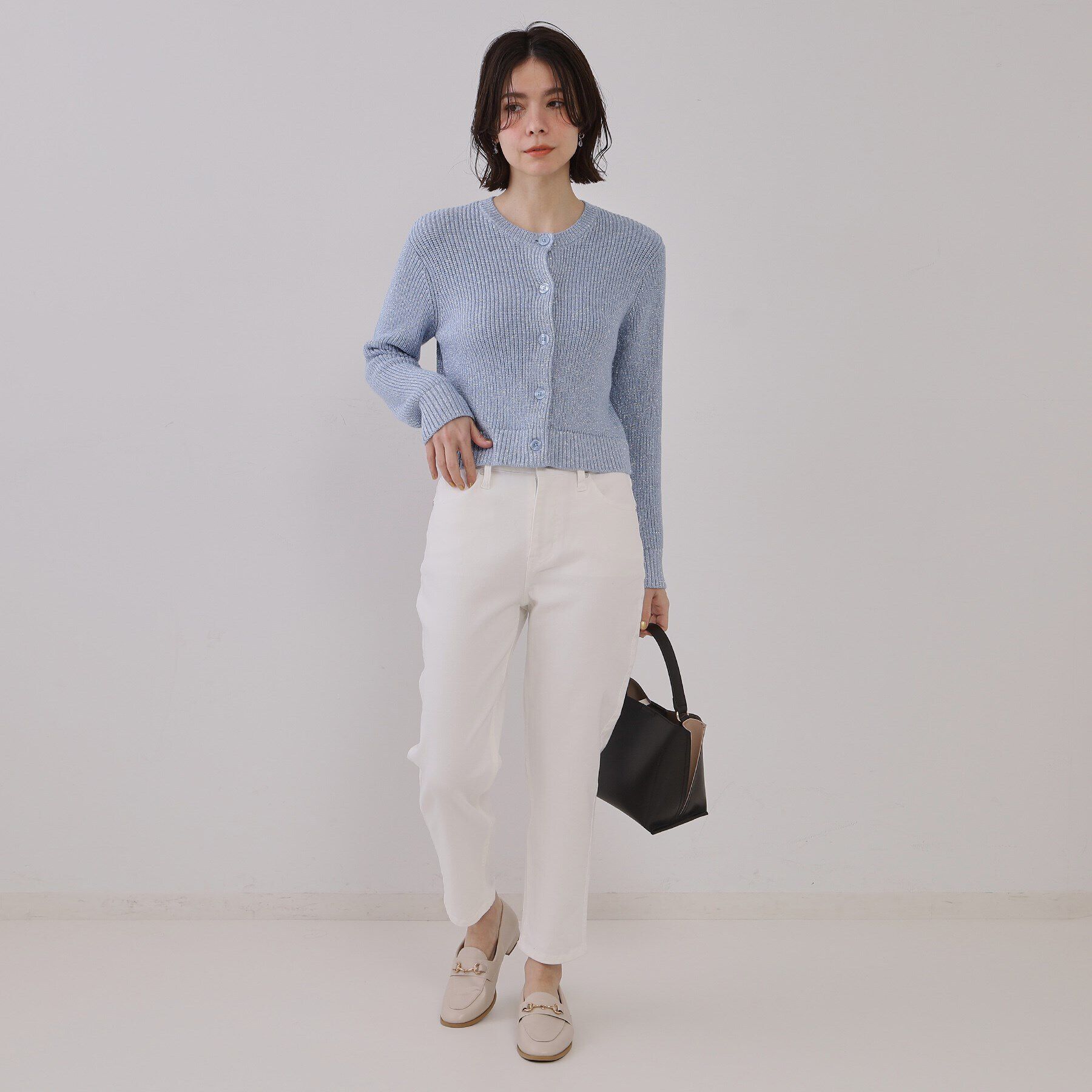 OPAQUE.CLIP「ラメヤーンニットカーディガン【洗濯機洗い可】」|カーディガン|