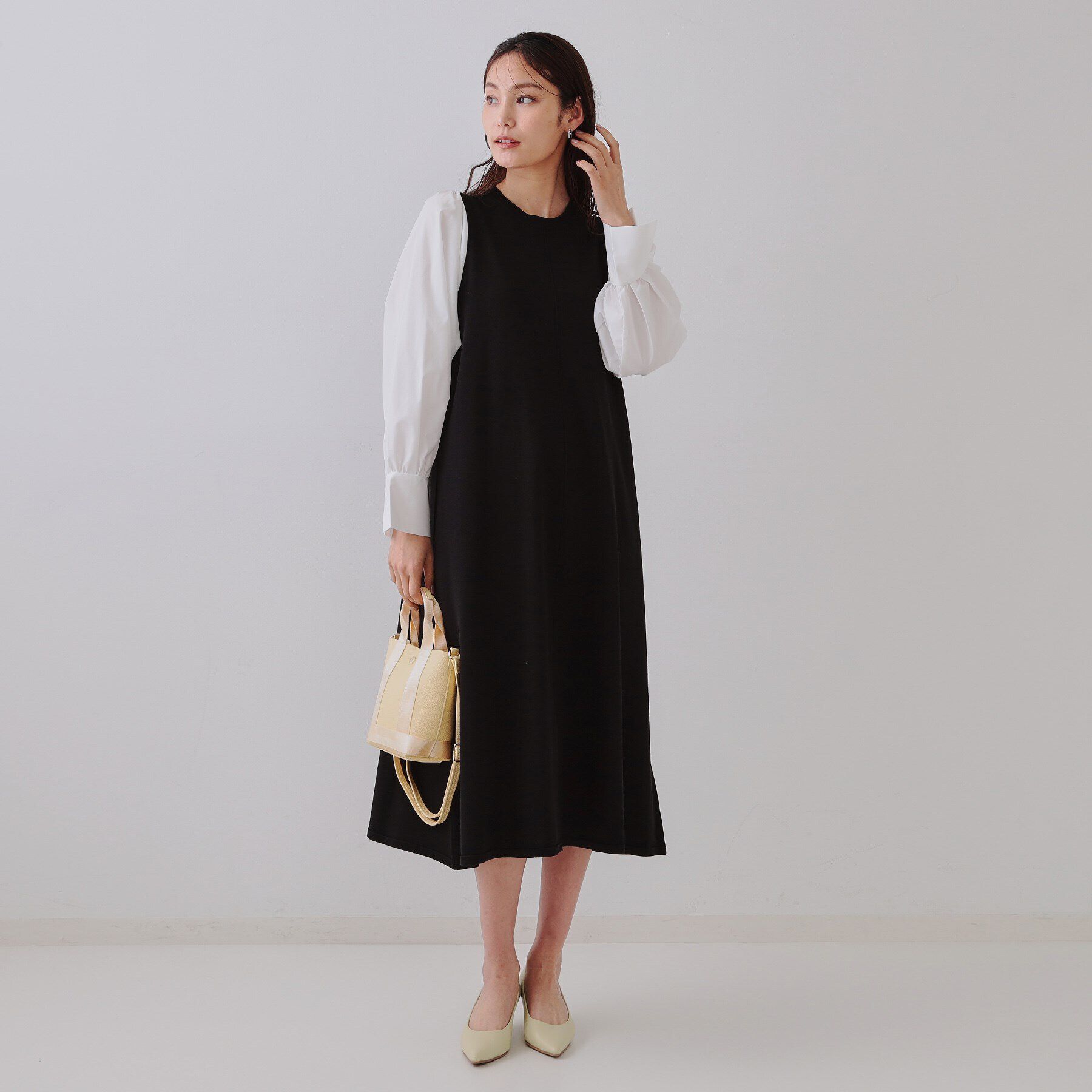 OPAQUE.CLIP「フハクスリーブニットワンピース【洗える】」|ワンピース|