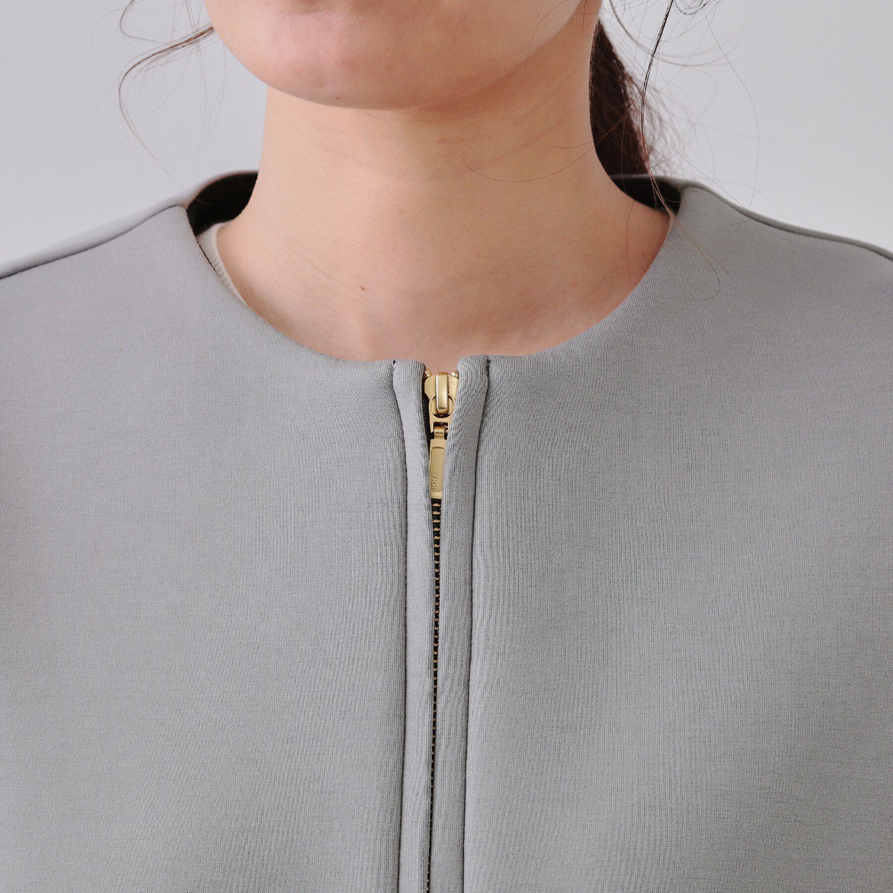 OPAQUE.CLIP「ノーカラーZIPミドルコート【洗濯機洗い可/抗ピル】」|ノーカラーコート|