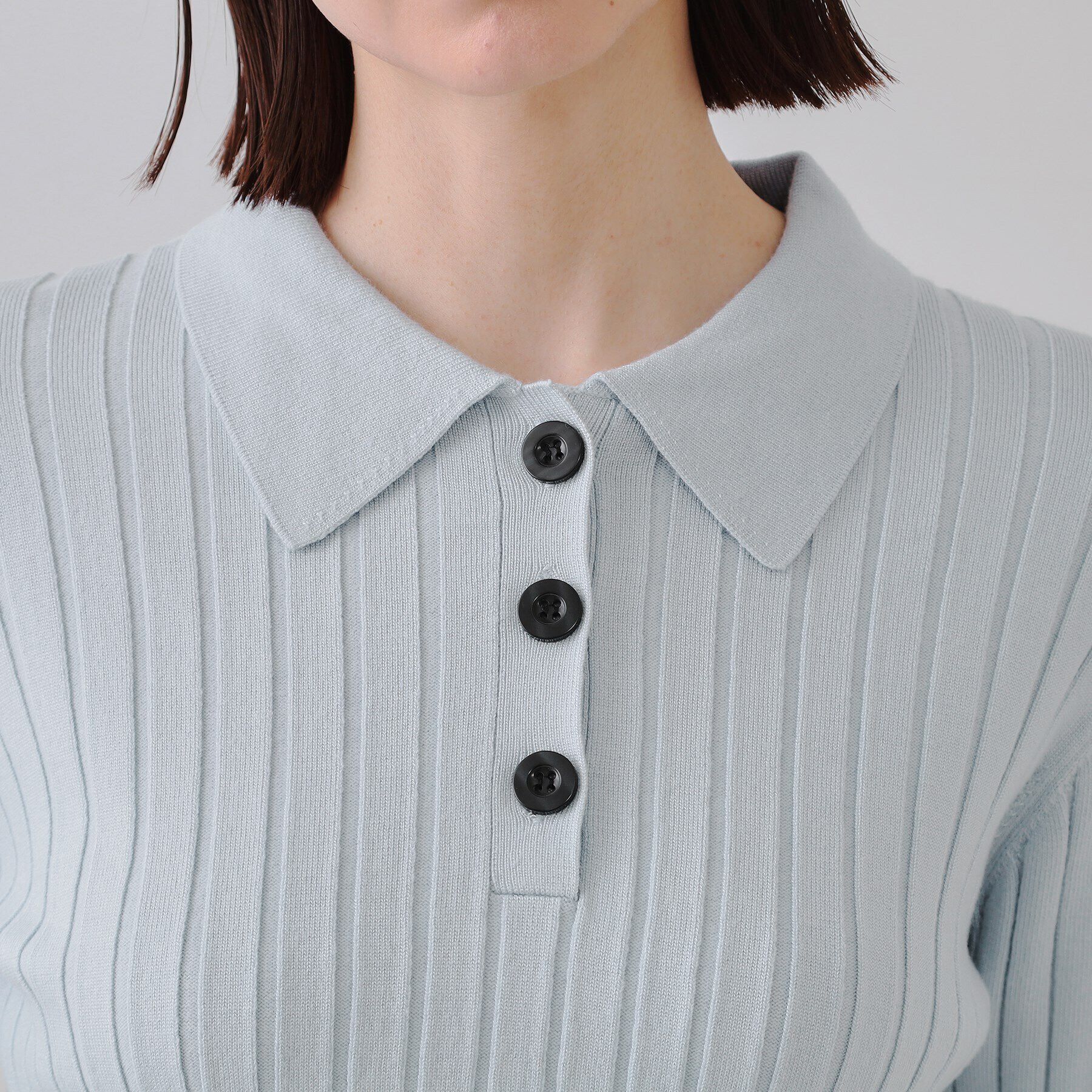 OPAQUE.CLIP「ワイドリブポロニット【洗濯機洗い可】」|ニット・セーター|