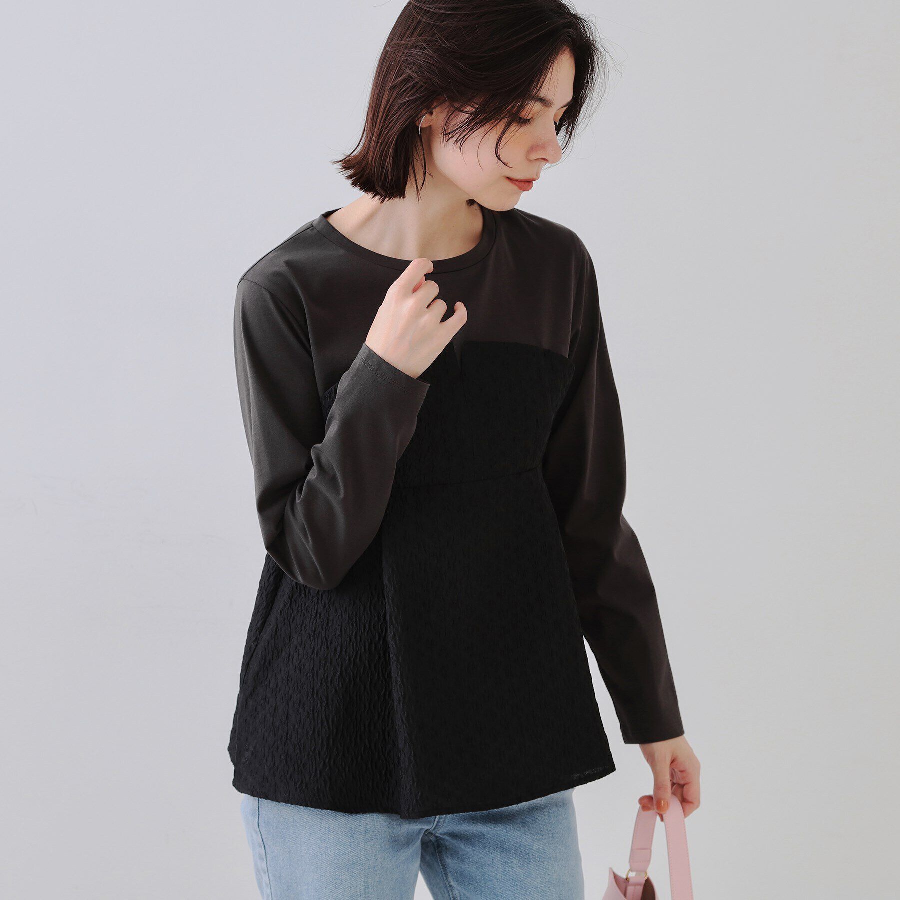 OPAQUE.CLIP「ジャカードビスチェドッキングトップス【洗濯機洗い可】」|Tシャツ・カットソー|