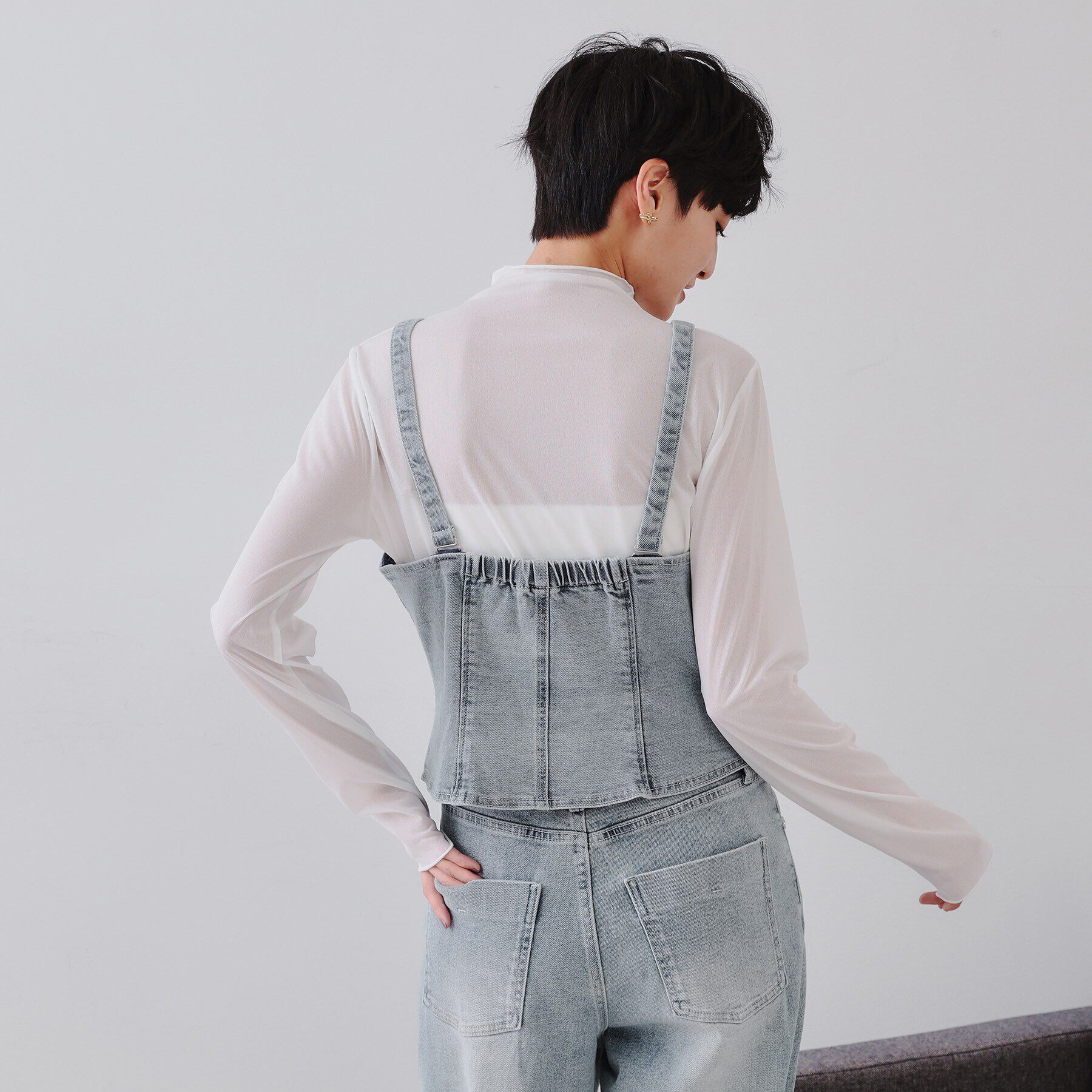 OPAQUE.CLIP「ストレッチデニムビスチェ/セットアップ対応【洗濯機洗い可】」|ベスト・ジレ|
