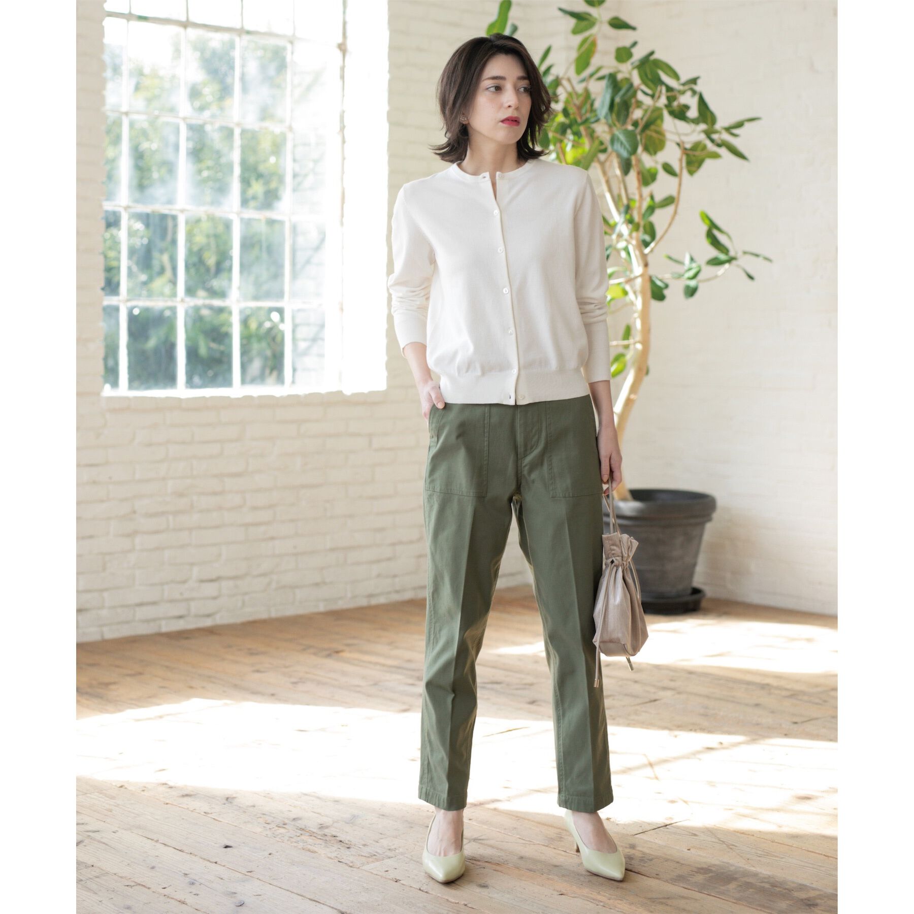 OPAQUE.CLIP「クルーネックニットカーディガン/オーガニックコットン混【UV/洗濯機洗い可】」|カーディガン|