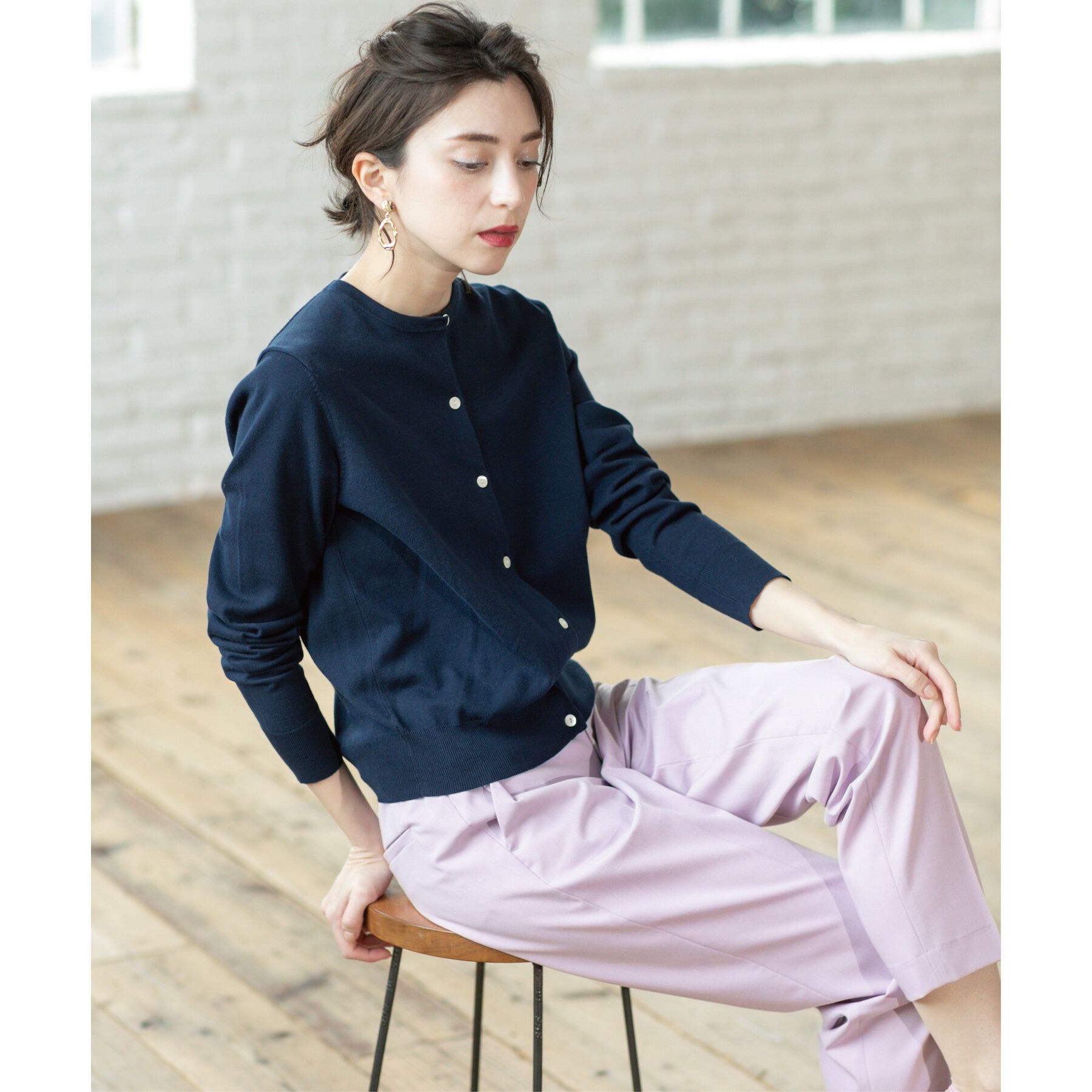 OPAQUE.CLIP「クルーネックニットカーディガン/オーガニックコットン混【UV/洗濯機洗い可】」|カーディガン|