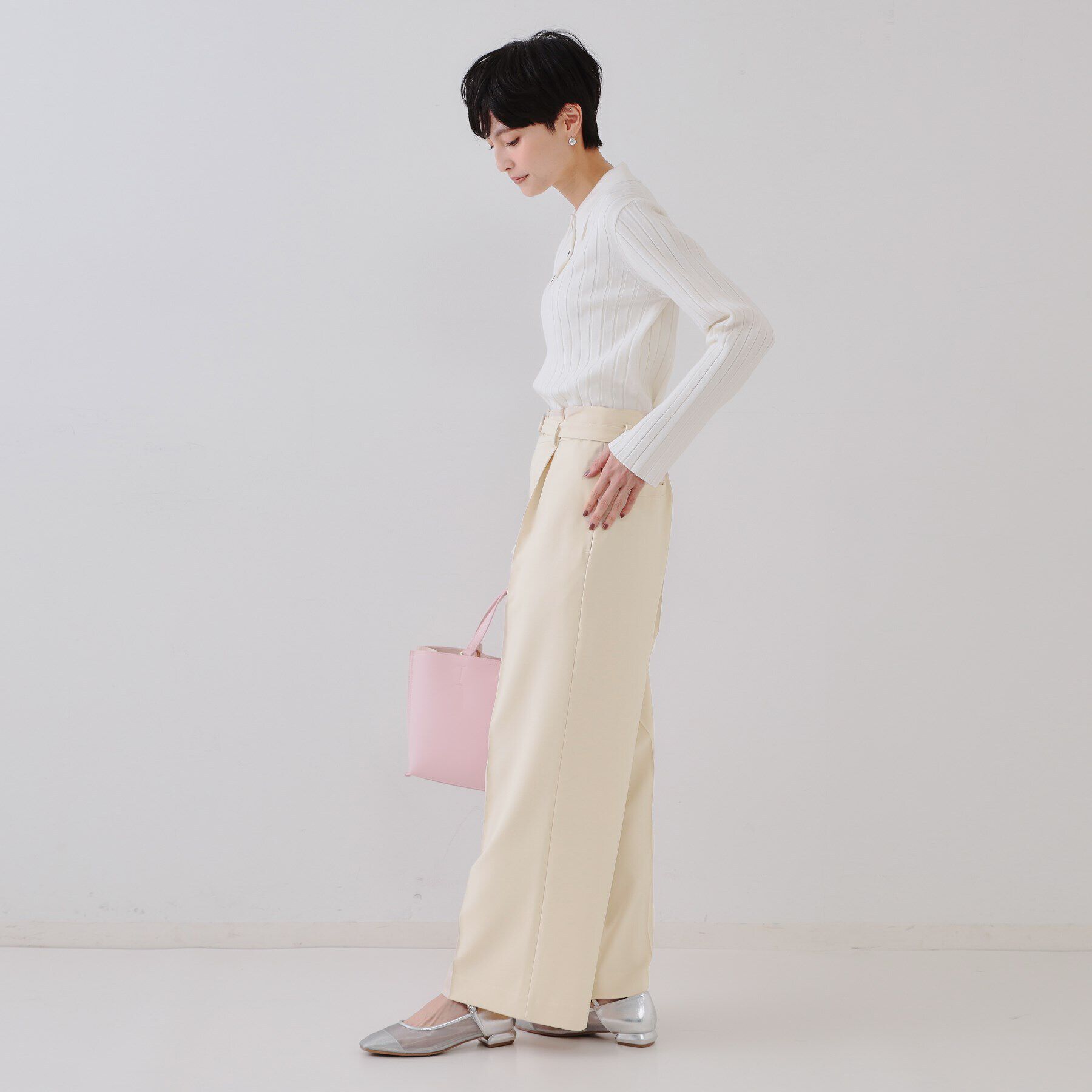 OPAQUE.CLIP「ベルト付きタックワイドパンツ/セットアップ対応【洗濯機洗い可】」|その他|