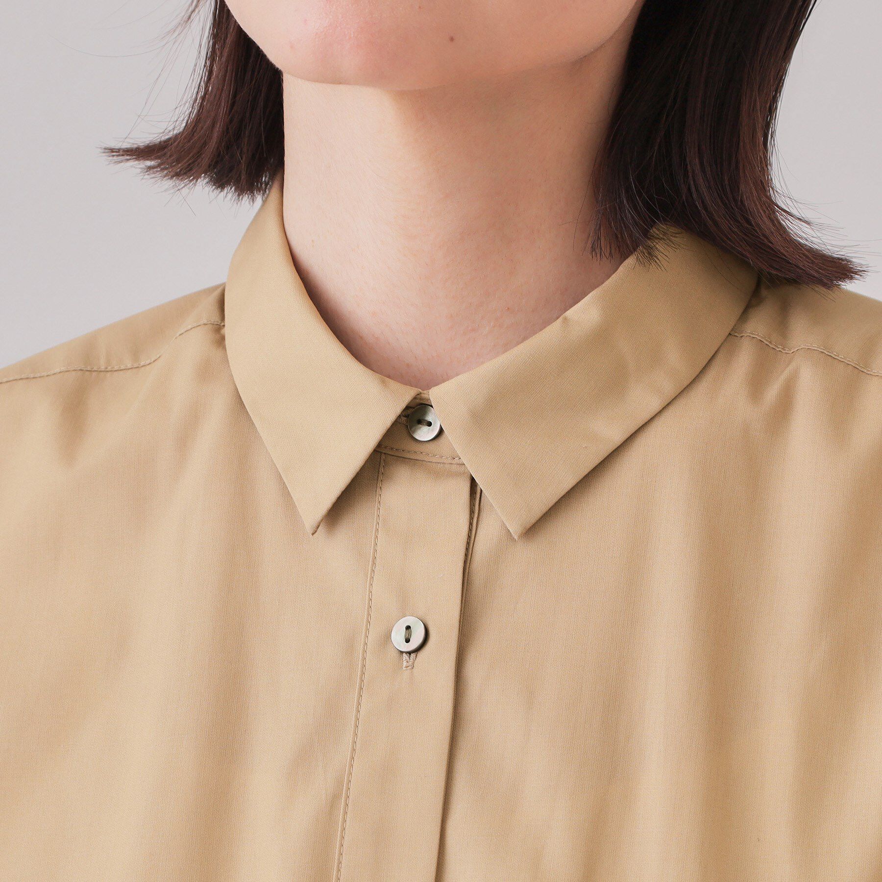 OPAQUE.CLIP「《5色展開》フィット＆フレアシャツワンピース【洗濯機洗い可】」|ワンピース|