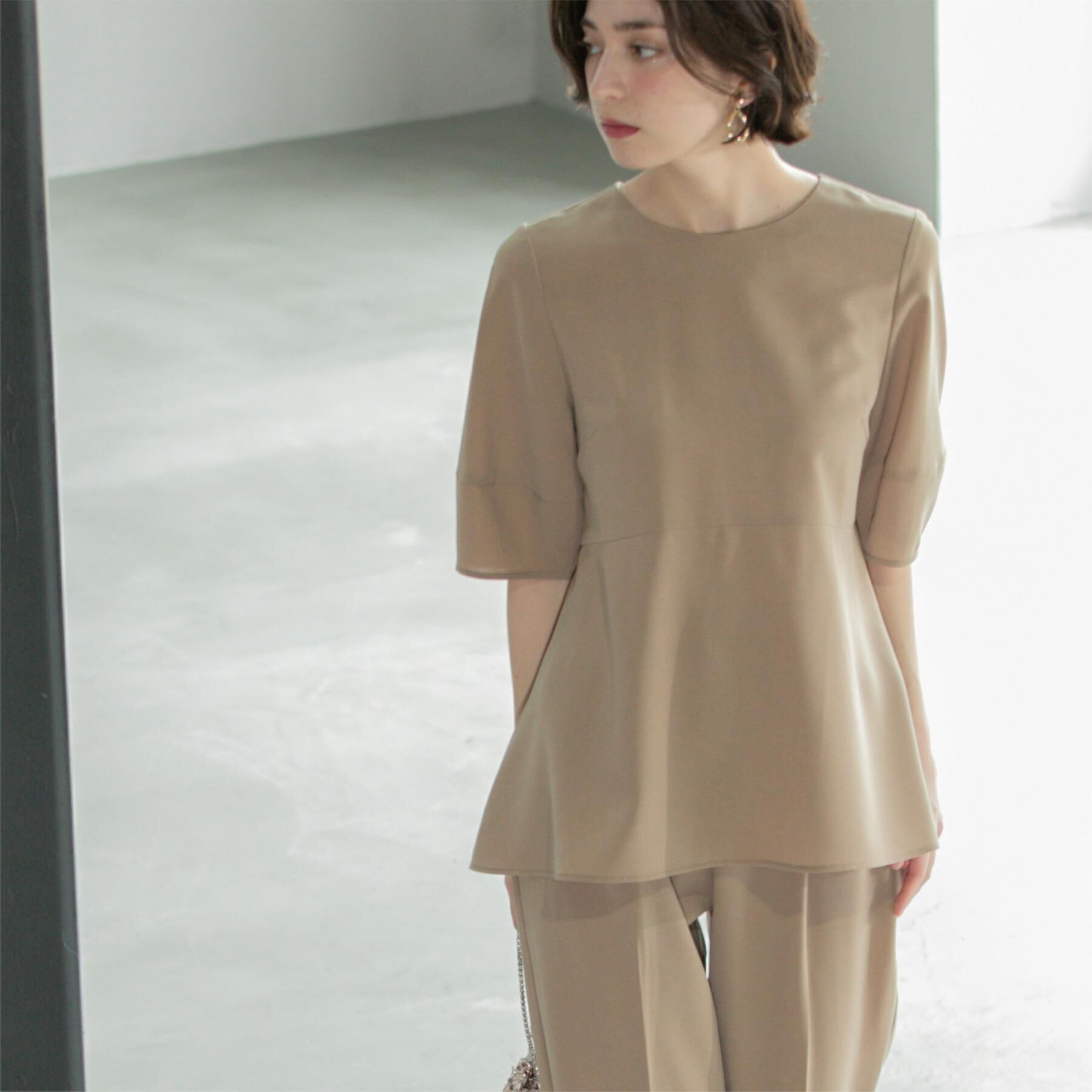 OPAQUE.CLIP「《6色展開》ストレッチペプラムブラウス/セットアップ対応【洗濯機洗い可/防シワ】」|シャツ・ブラウス|