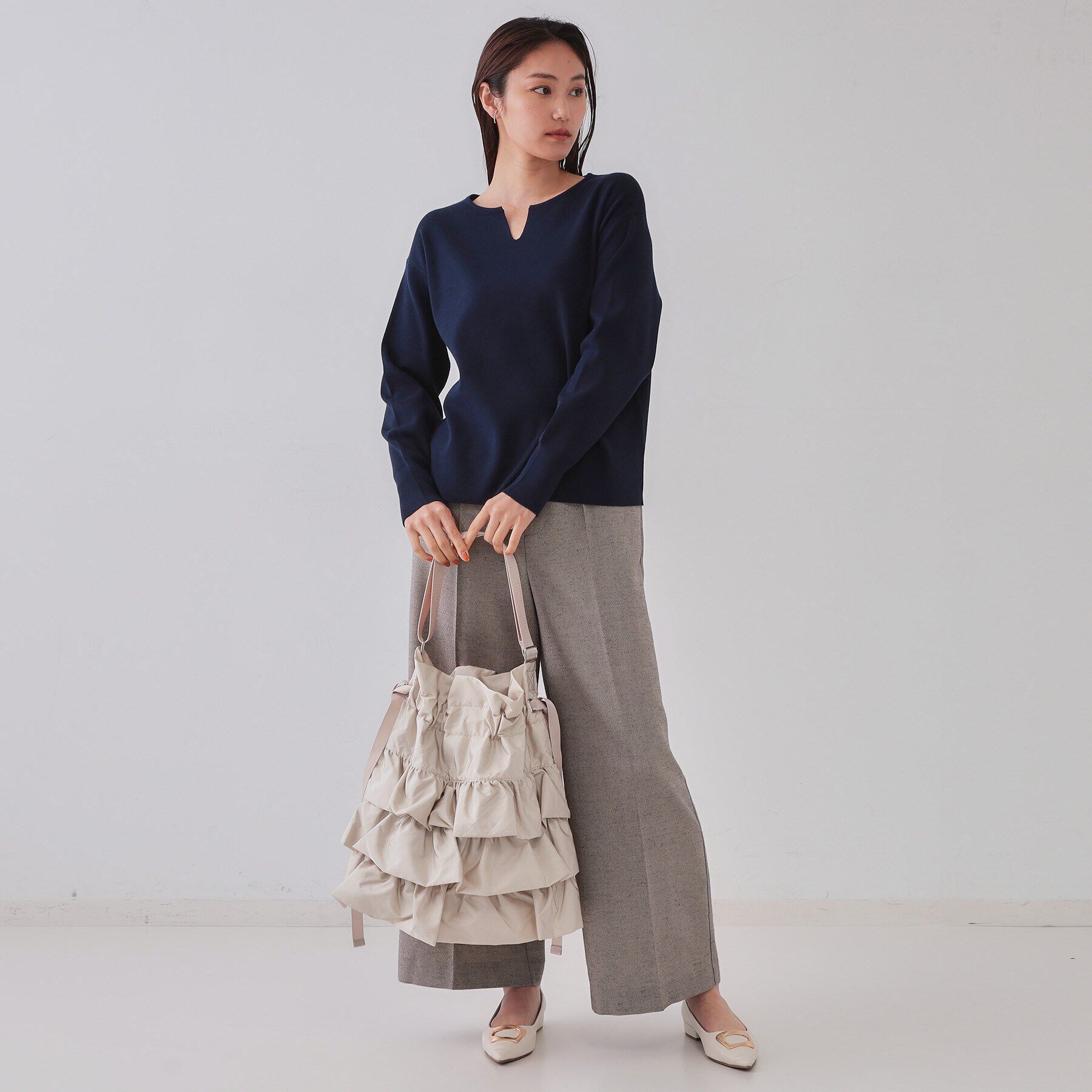 OPAQUE.CLIP「【長さ調整可能】ドロストリボンフリルティアードショルダーバッグ」|ショルダー・メッセンジャー|