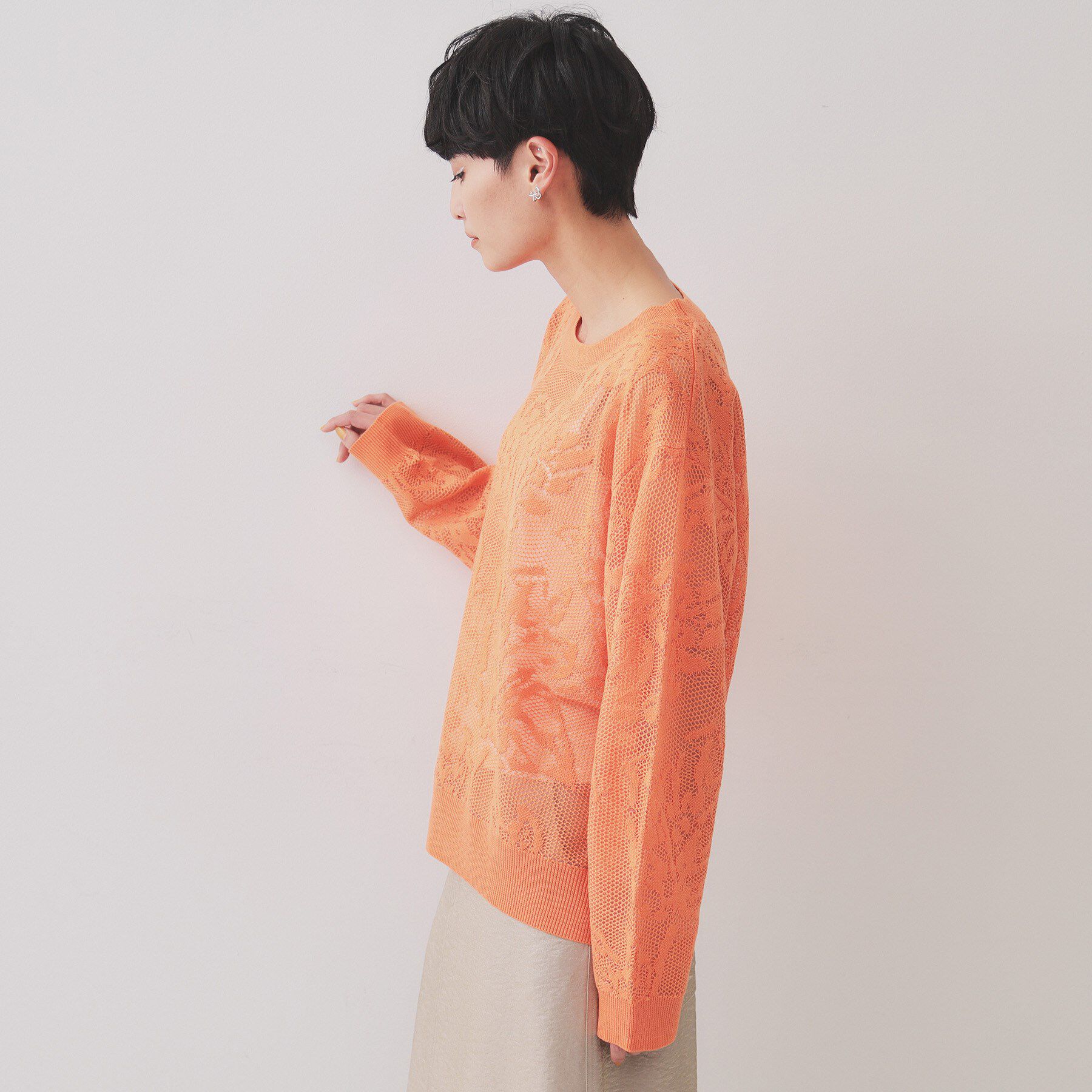 OPAQUE.CLIP「フワラー柄シアーメッシュニット【洗濯機洗い可】」|ニット・セーター|