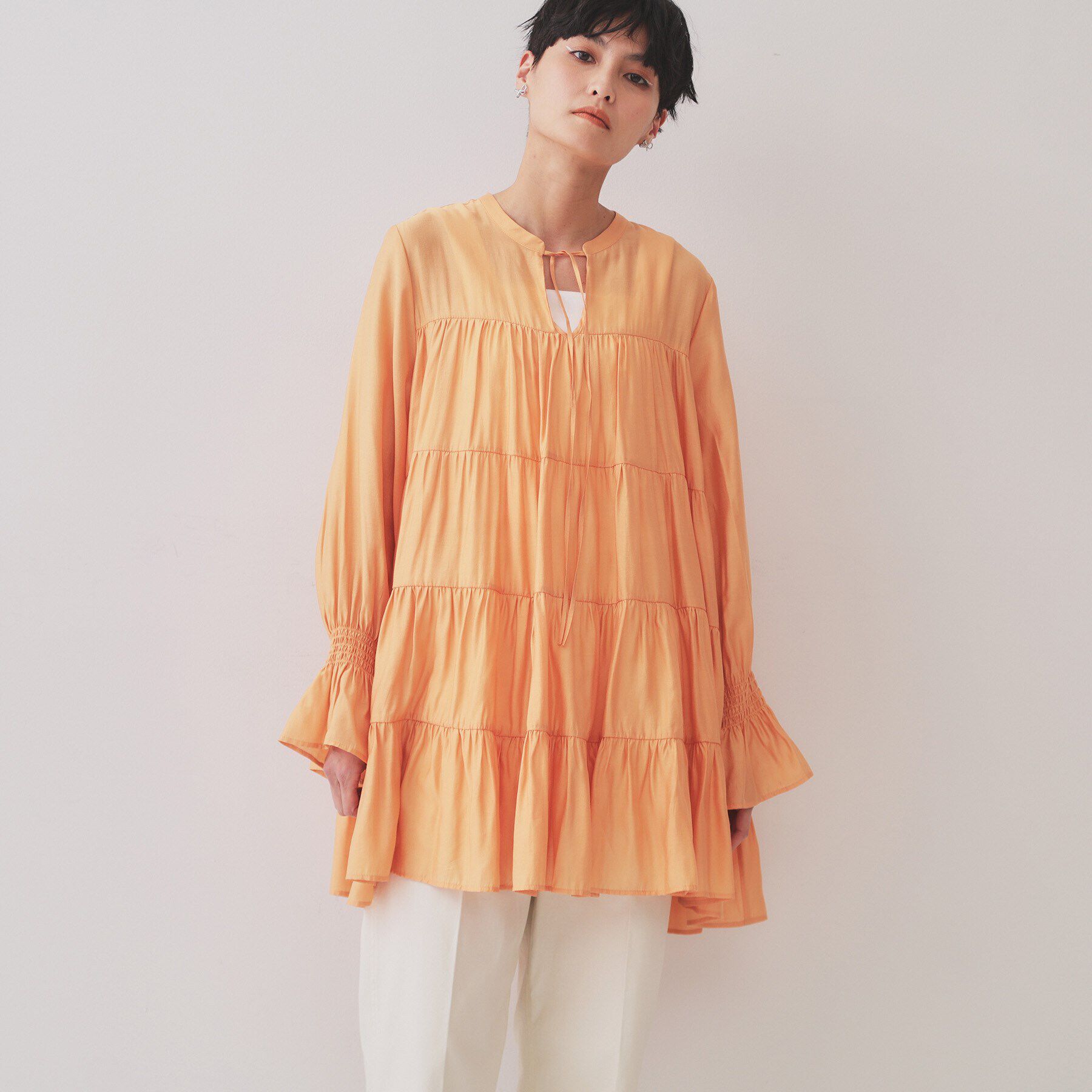 OPAQUE.CLIP「ティアードチュニックブラウス【洗濯機洗い可】」|チュニック|