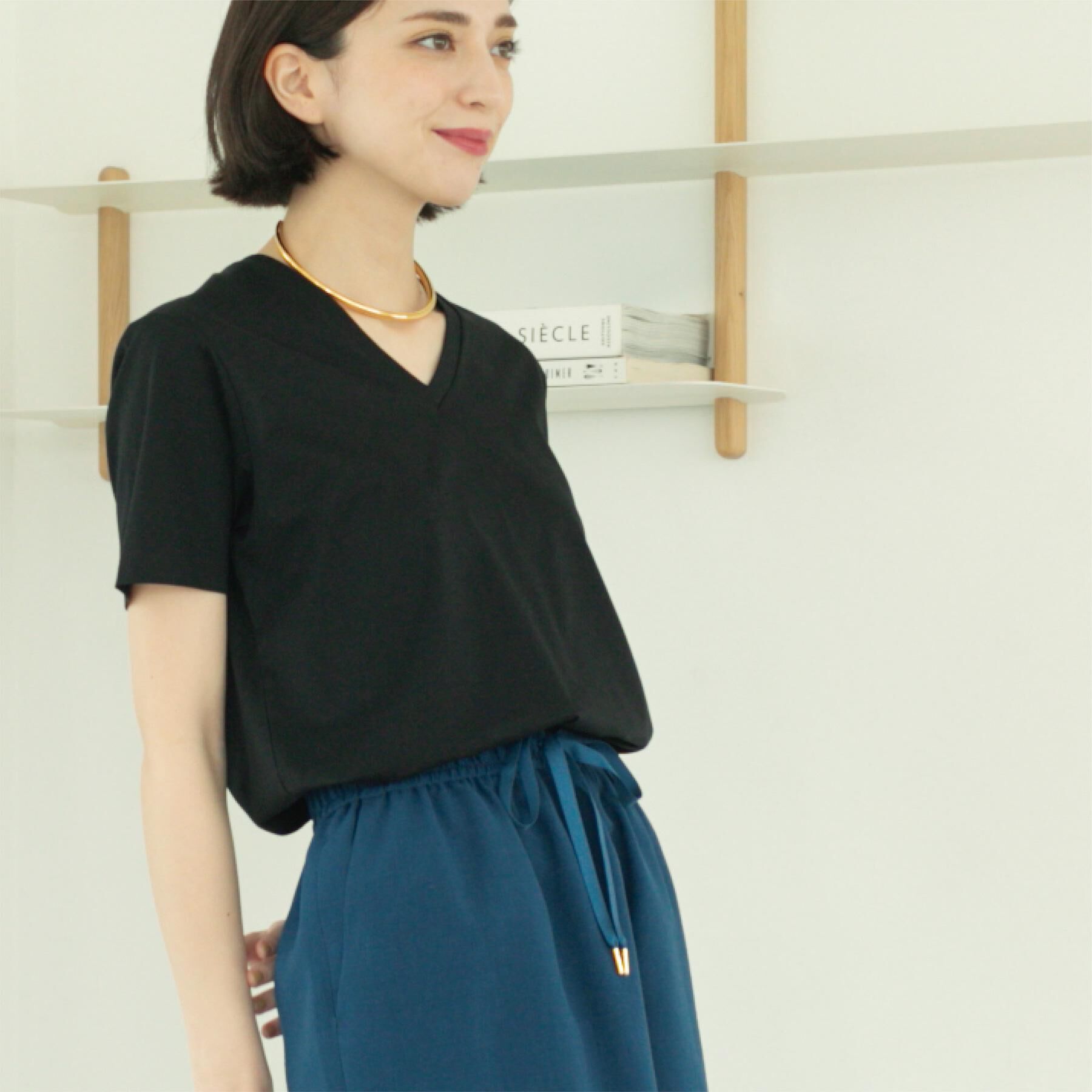 OPAQUE.CLIP「《5色展開/SS-LLサイズ》VネックベーシックTシャツ【接触冷感/洗濯機洗い可】」|Tシャツ・カットソー|