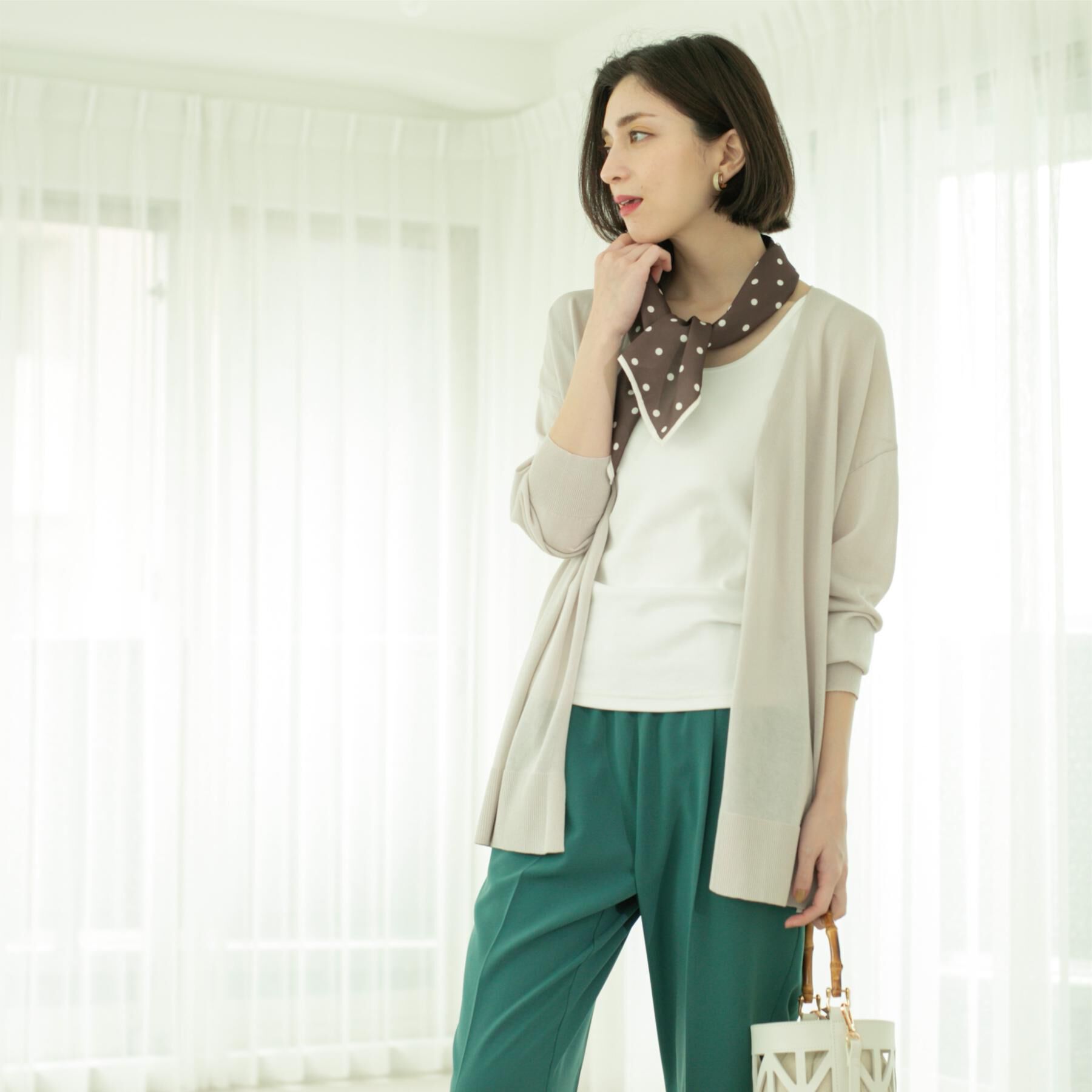 OPAQUE.CLIP「ミドル丈ニットカーディガン【抗ピル/洗濯機洗い可/接触冷感】」|カーディガン|