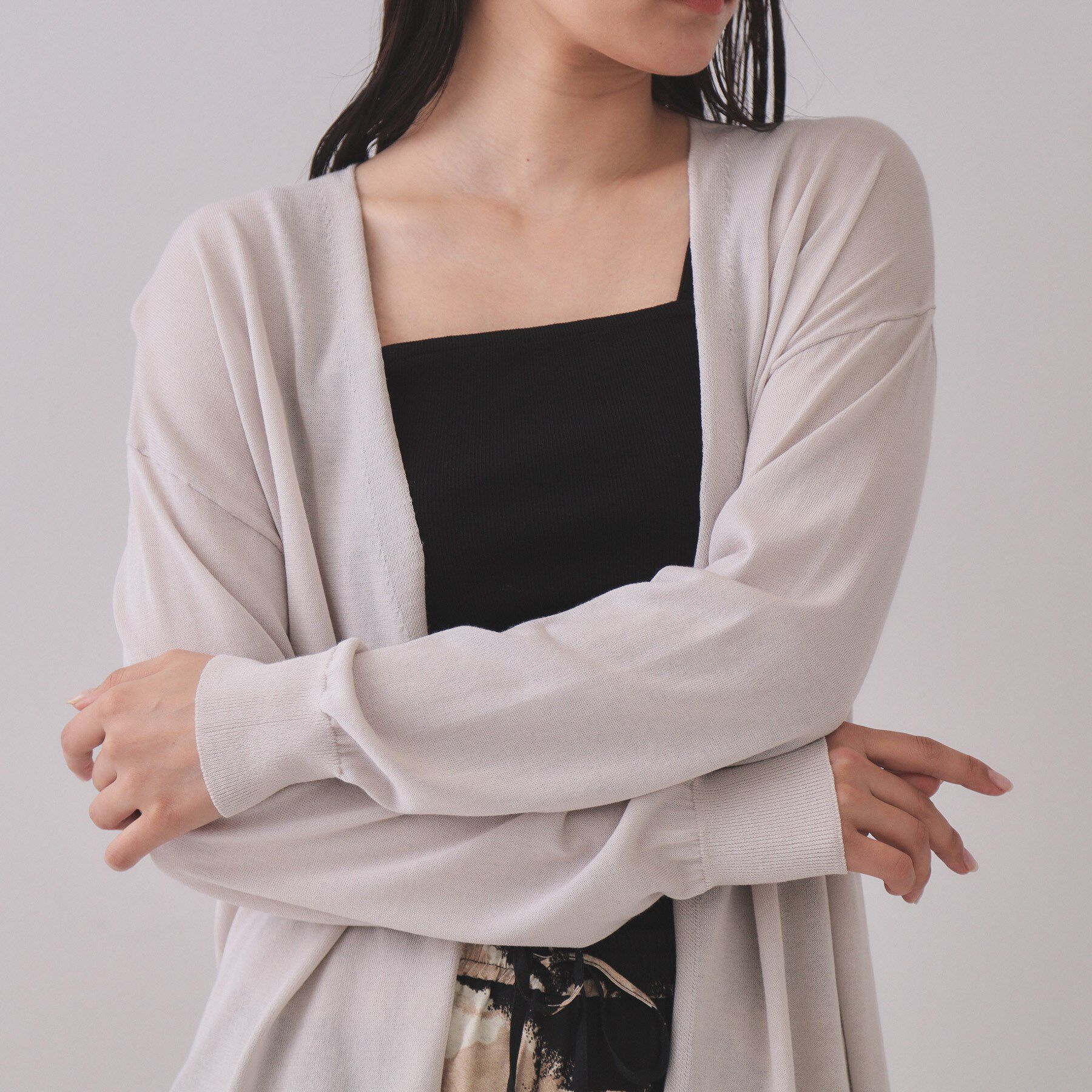 OPAQUE.CLIP「ミドル丈ニットカーディガン【抗ピル/洗濯機洗い可/接触冷感】」|カーディガン|