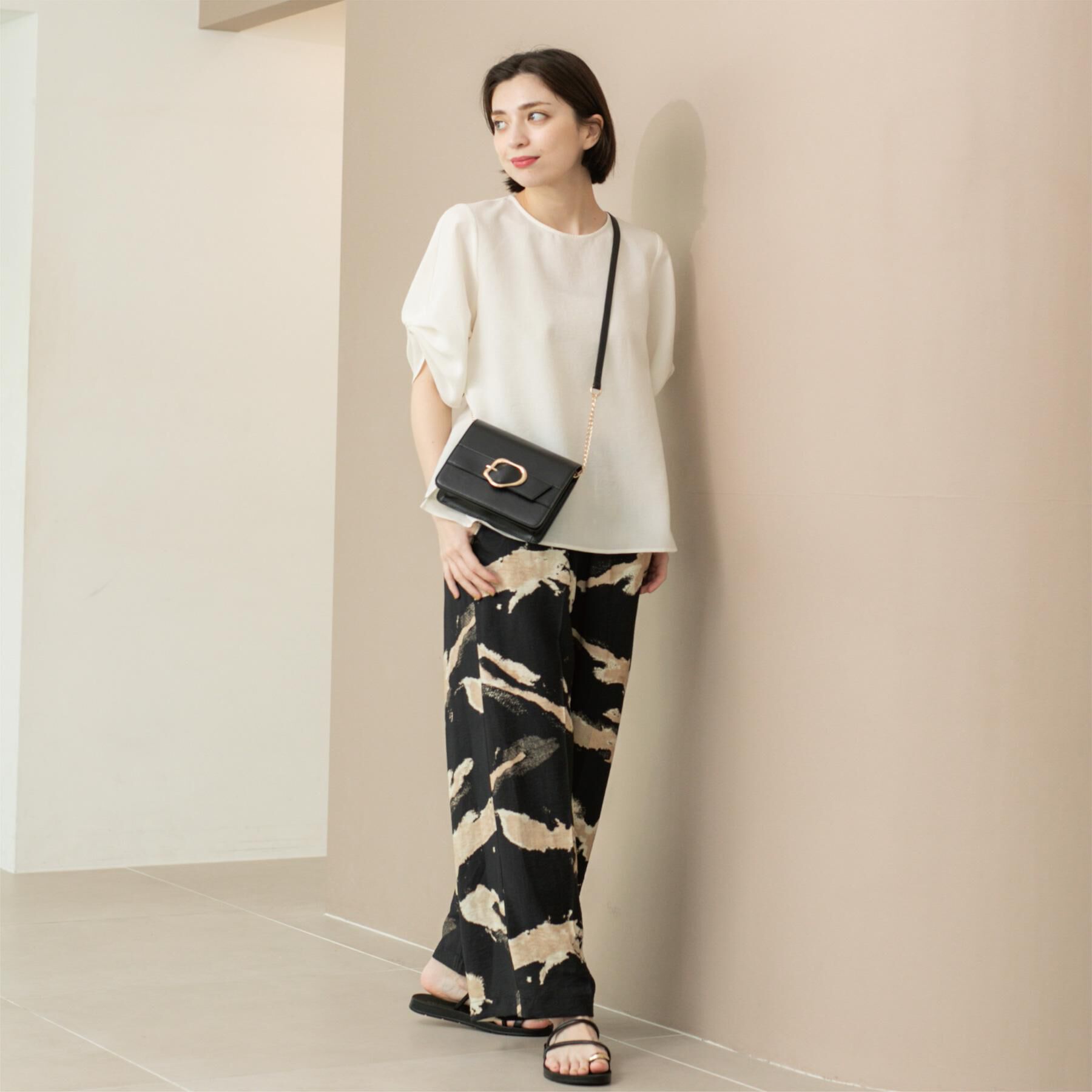 OPAQUE.CLIP「リネンライクタックスリーブブラウス【洗濯機洗い可/吸水速乾/接触冷感】」|シャツ・ブラウス|