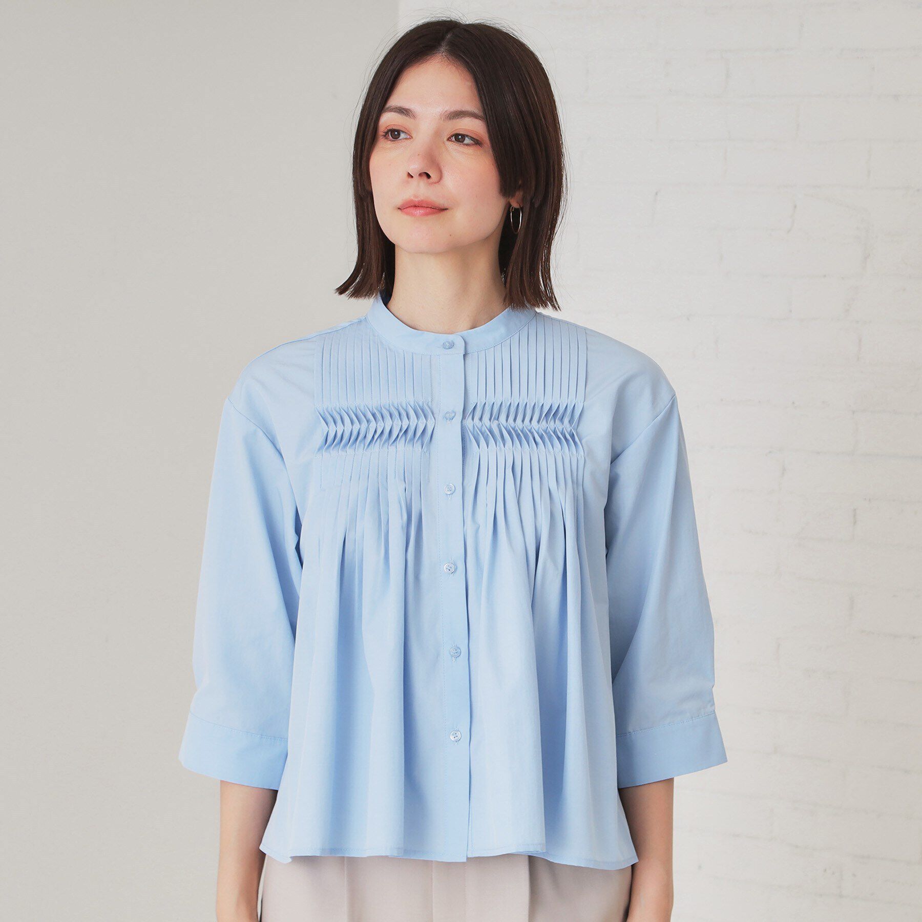 OPAQUE.CLIP「ピンタックフレアシャツ【洗濯機洗い可】」|シャツ・ブラウス|