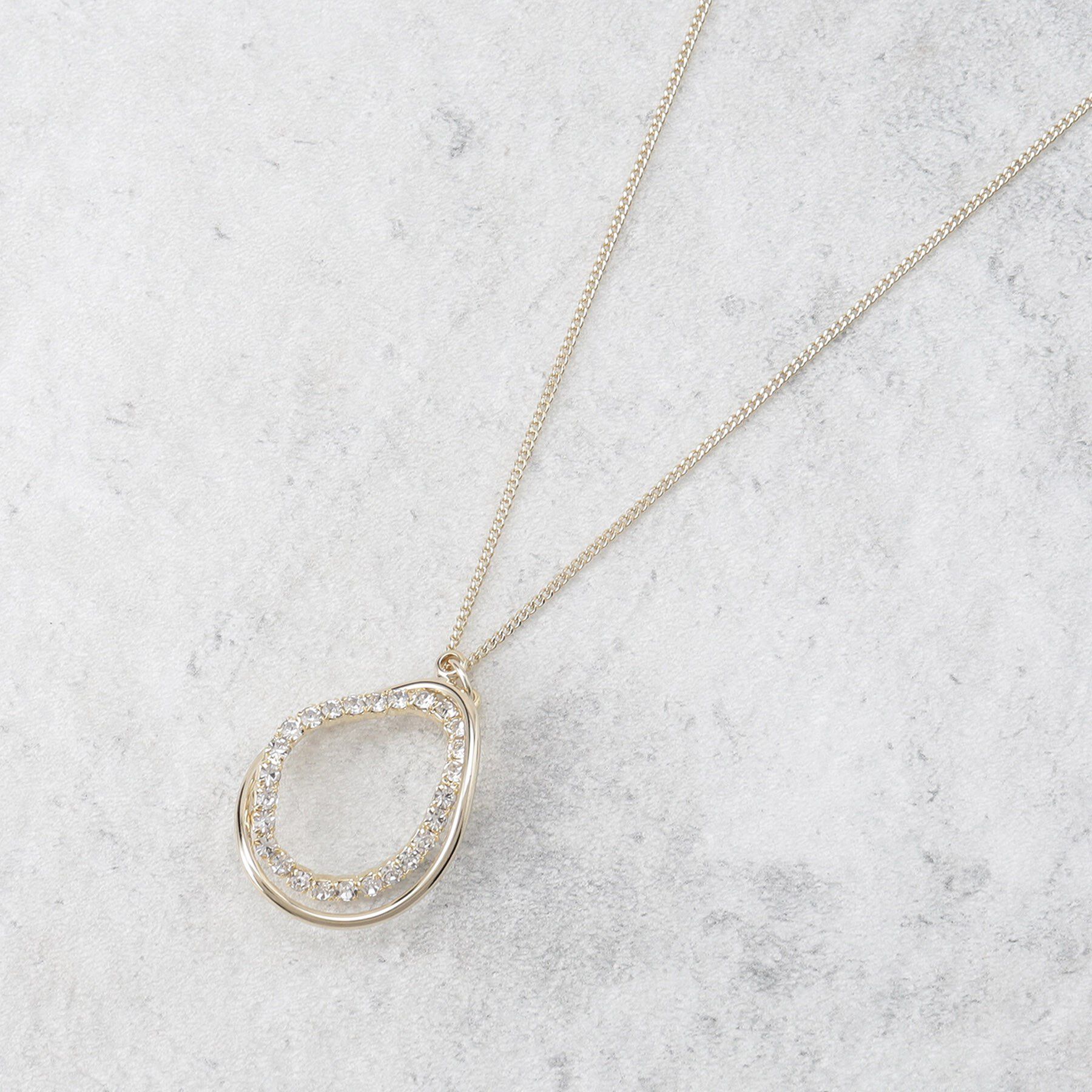 OPAQUE.CLIP「変型メタルリング&times;ビジューリングネックレス」|ネックレス|