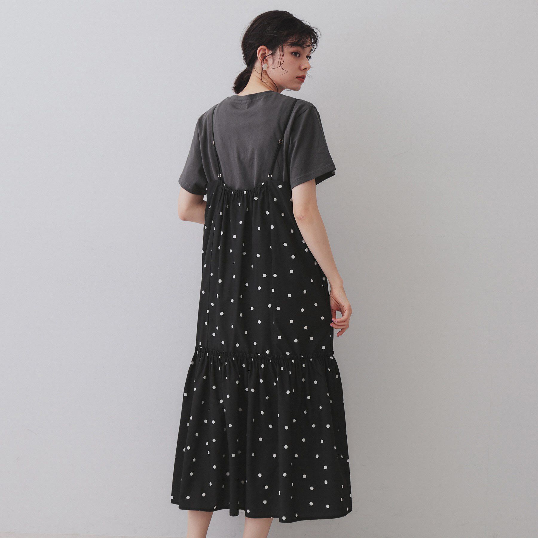 OPAQUE.CLIP「ドットプリントキャミワンピース【洗濯機洗い可】」|ワンピース|