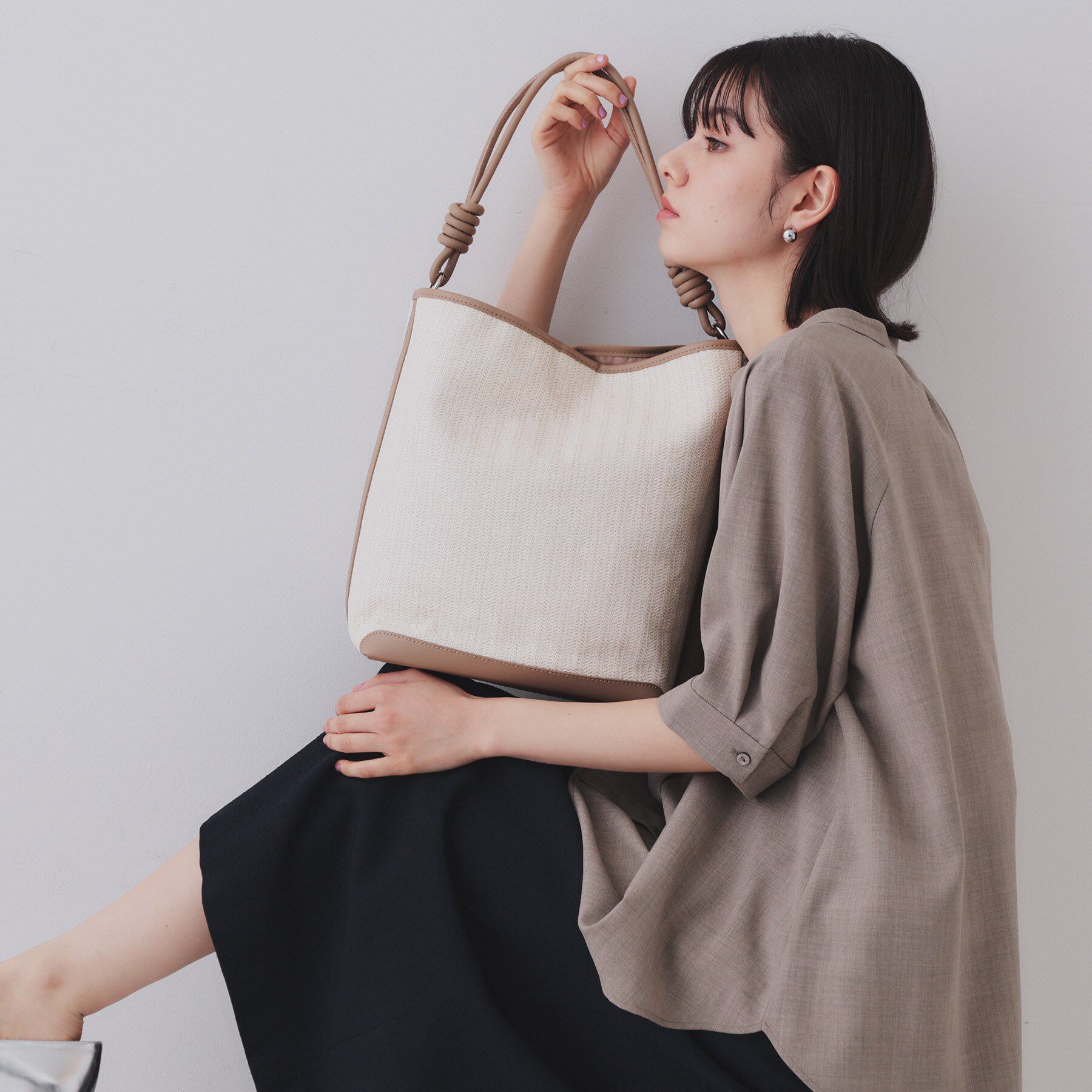 OPAQUE.CLIP「合皮コンビデザインバイカラーワンショルダーバッグ」|ショルダー・メッセンジャー|モカブラウン(542