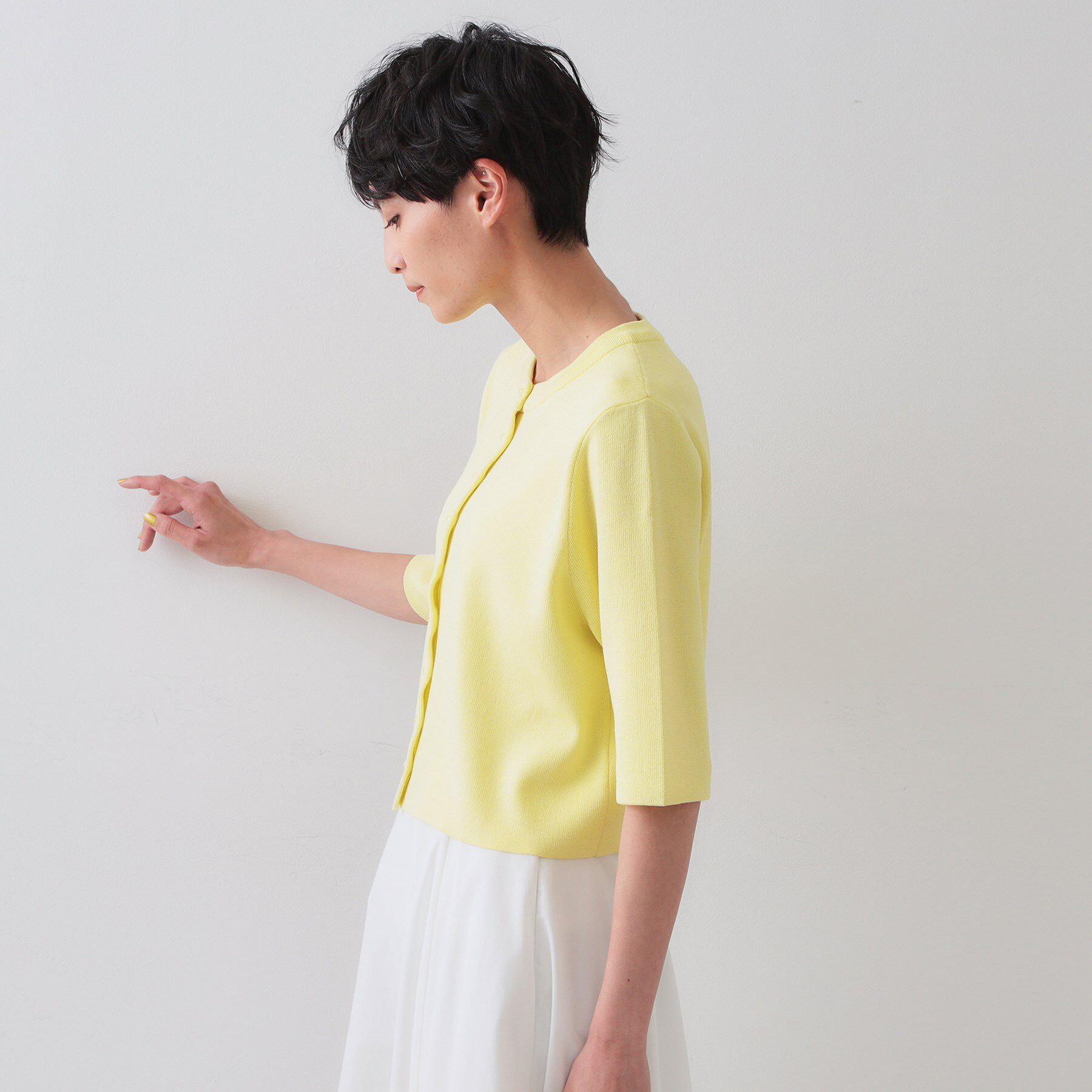 OPAQUE.CLIP「ショートニットカーディガン【洗濯機洗い可】」|カーディガン|