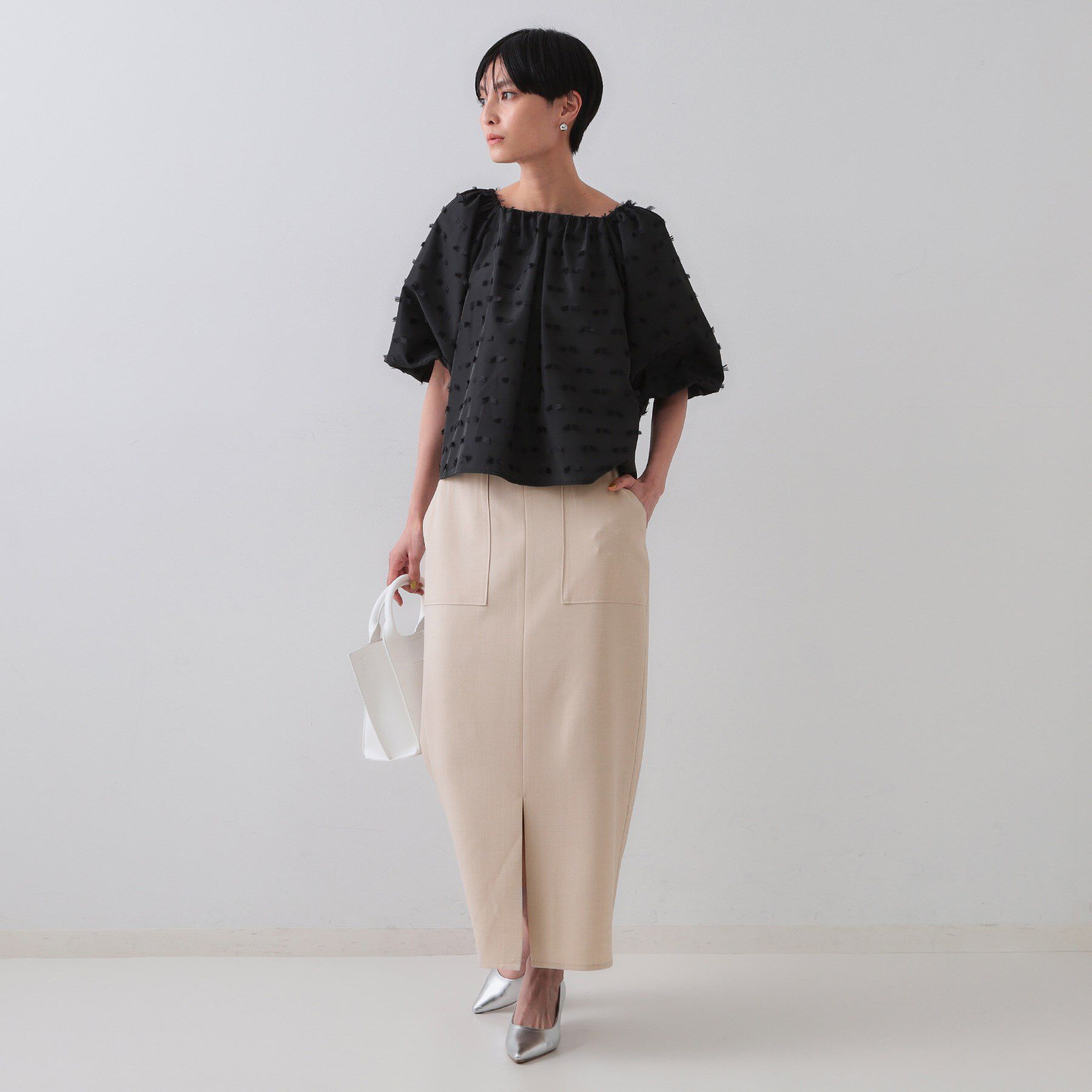 OPAQUE.CLIP「《5色展開/S-LLサイズ》リネンライクストレッチタイトスカート【洗濯機洗い可】」|スカート|