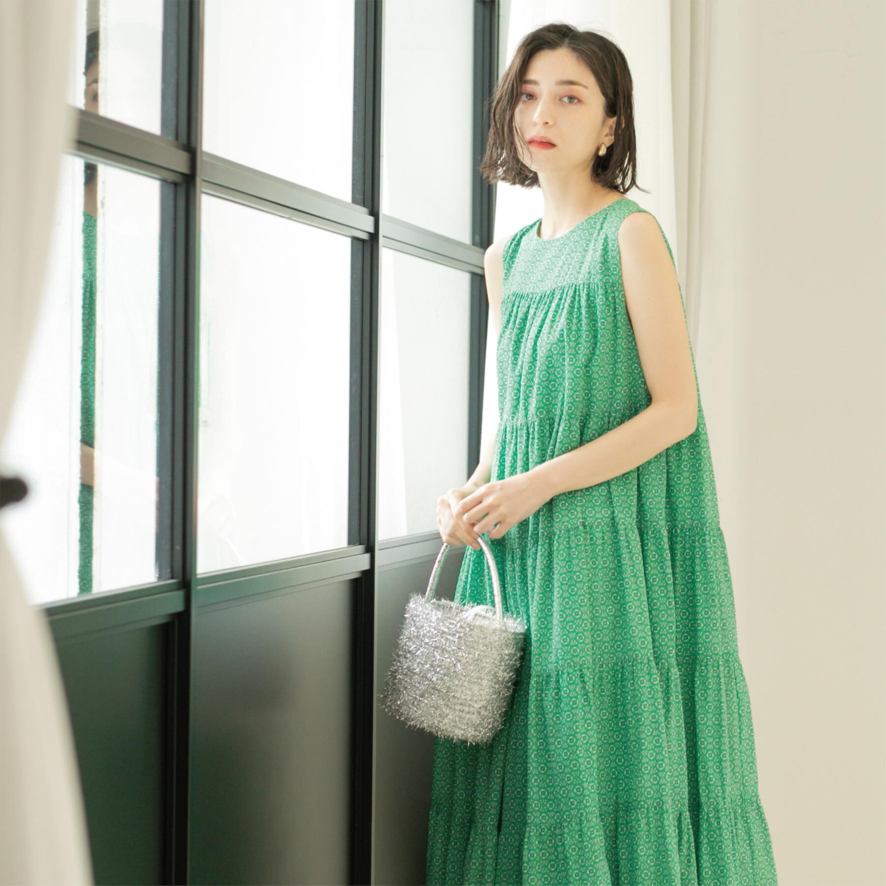 OPAQUE.CLIP「《Can Cam掲載》ティアードマキシドレス/オーガニックコットン混【洗濯機洗い可】」|ワンピース|