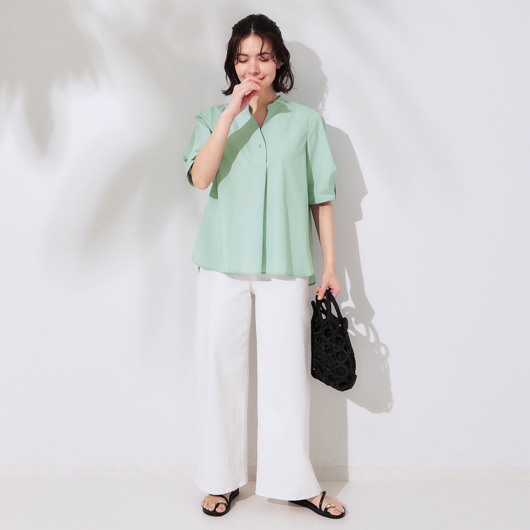 OPAQUE.CLIP「スキッパータックスリーブブラウス【洗濯機洗い可】」|シャツ・ブラウス|