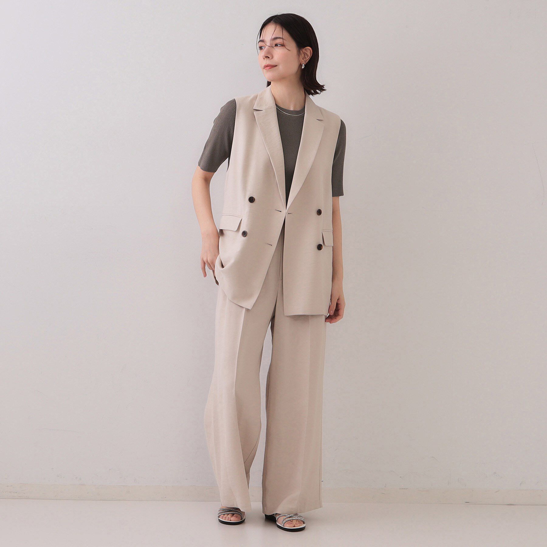 OPAQUE.CLIP「シアーリブハーフスリーブニット【洗濯機洗い可/抗ピル】」|ニット・セーター|