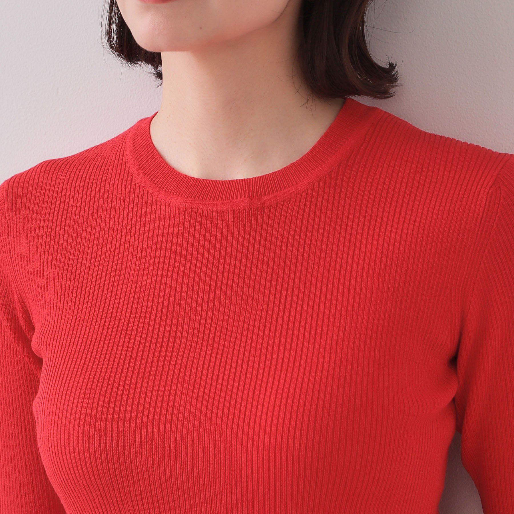 OPAQUE.CLIP「シアーリブハーフスリーブニット【洗濯機洗い可/抗ピル】」|ニット・セーター|