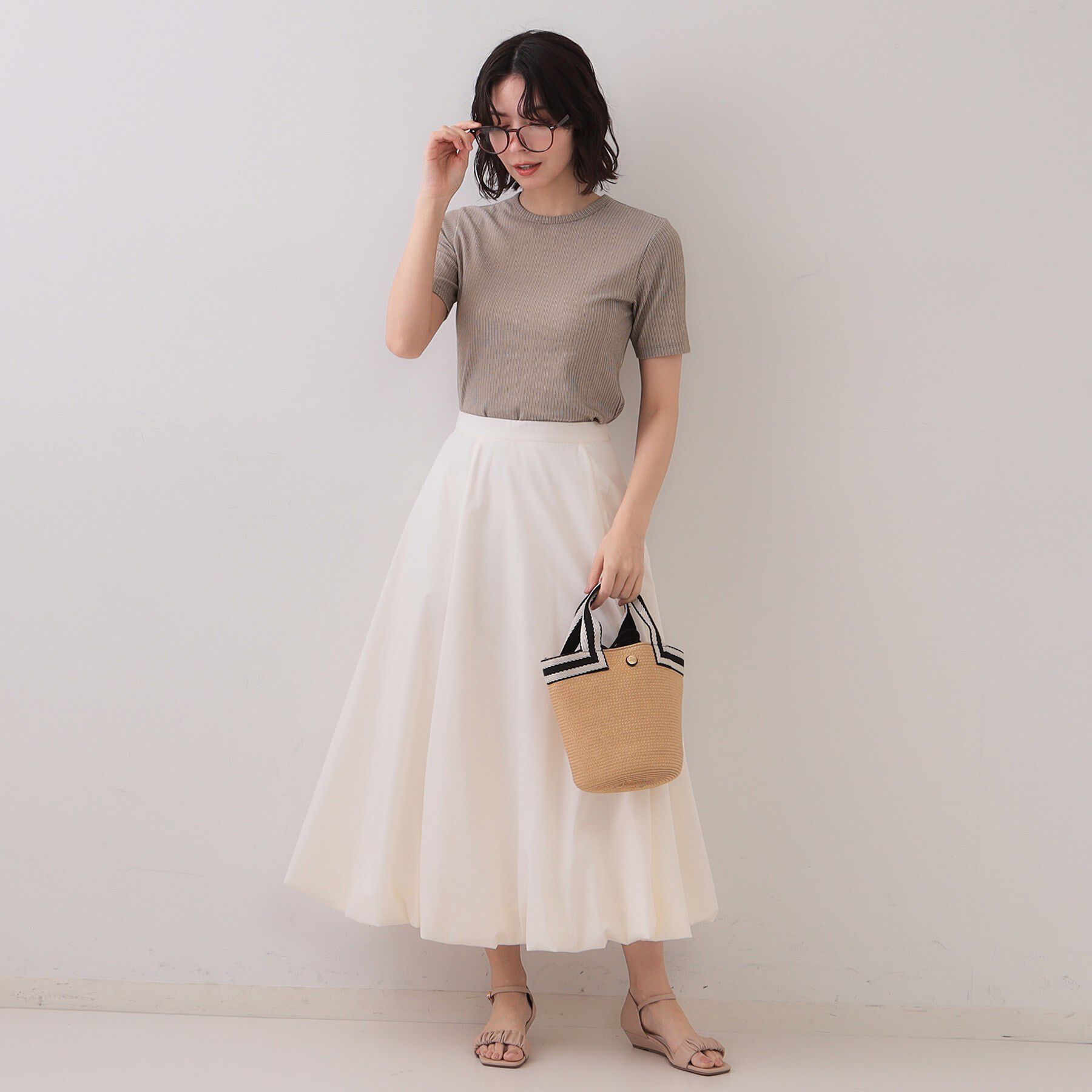 OPAQUE.CLIP「ストライプリブカットソー【洗濯機洗い可】」|Tシャツ・カットソー|