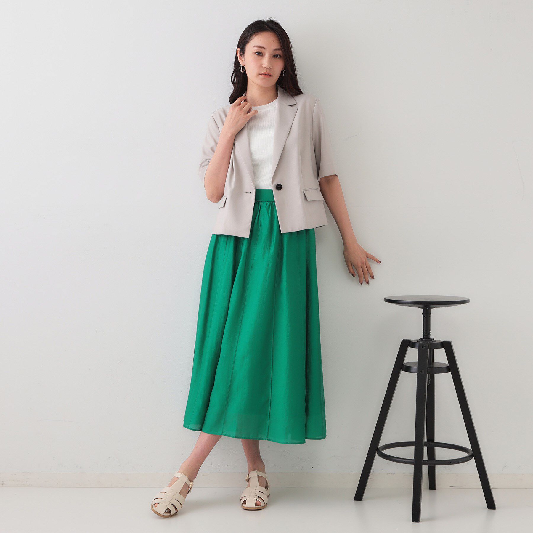 OPAQUE.CLIP「ストレッチリネンライクショートテーラードジャケット【UV/洗濯機洗い可/抗ピル】」|テーラードジャケット|